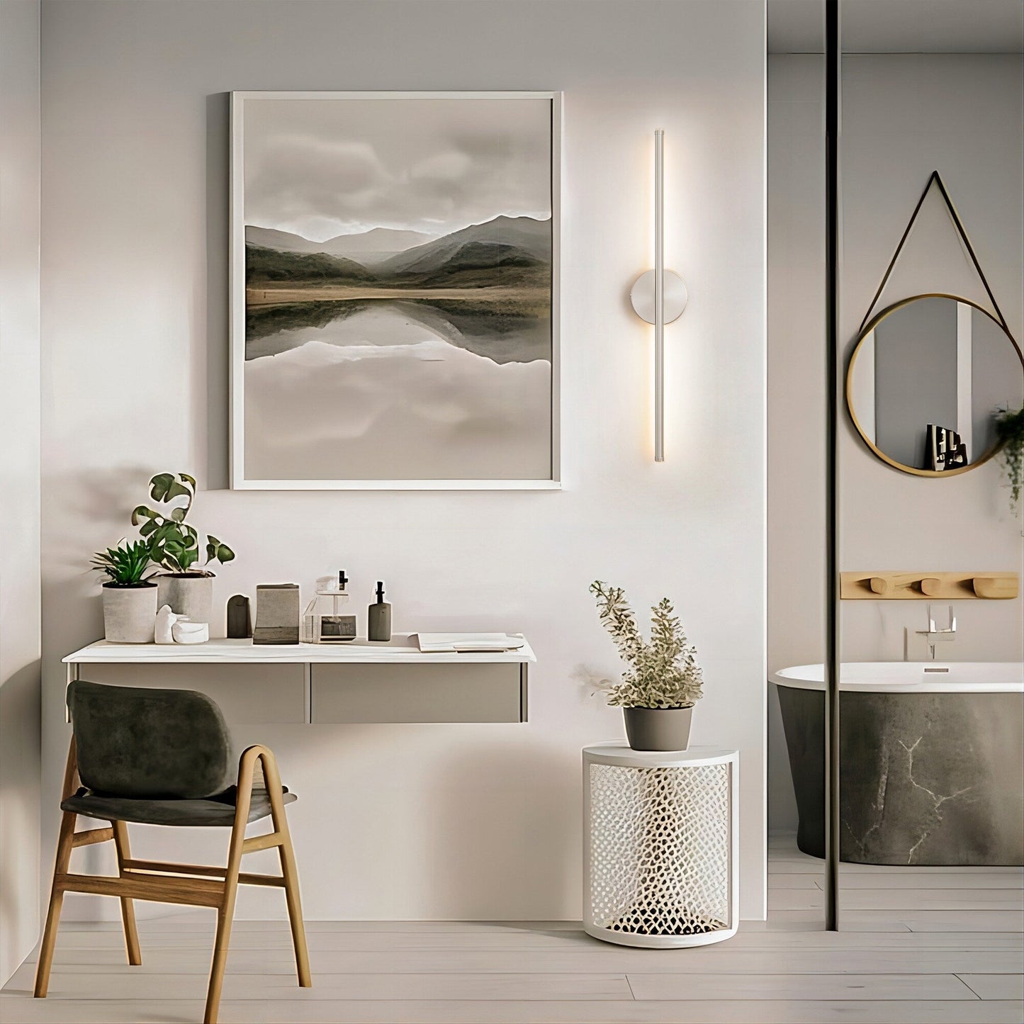 1-flammig 23,6 Zoll Moderne lineare dimmbare integrierte LED-Badezimmer-Wandleuchte