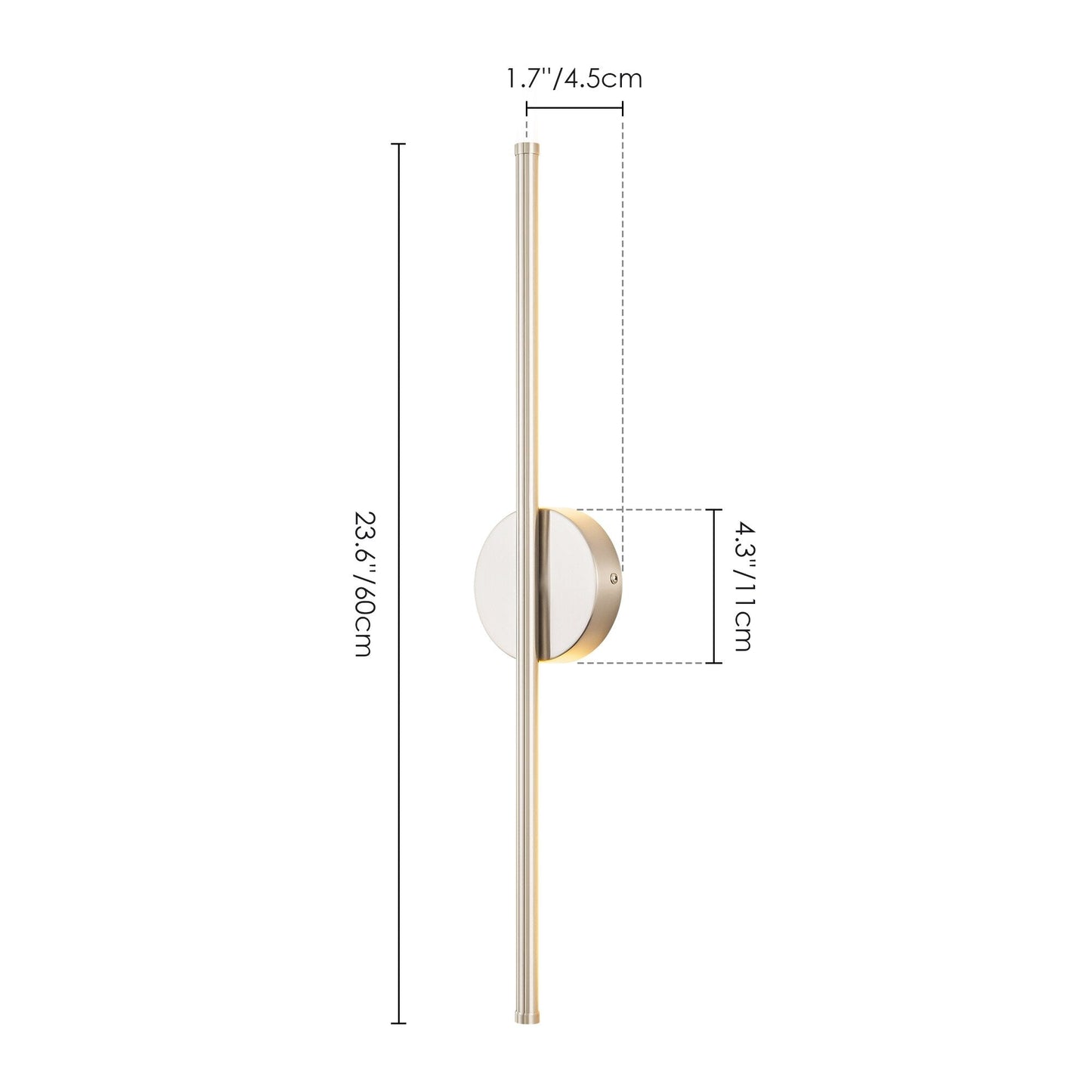 1-flammig 23,6 Zoll Moderne lineare dimmbare integrierte LED-Badezimmer-Wandleuchte