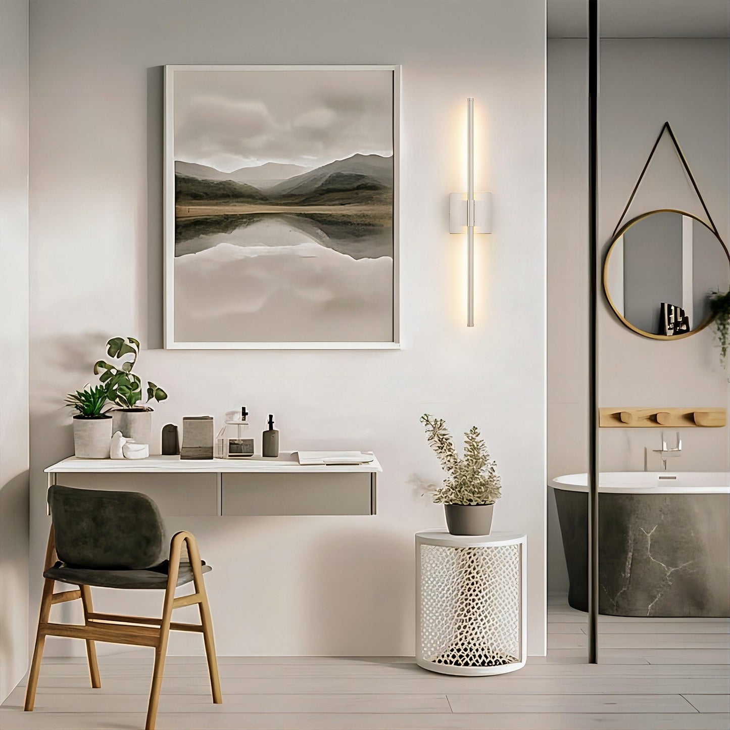 1-flammig 23,6 Zoll Moderne lineare dimmbare integrierte LED-Badezimmer-Wandleuchte