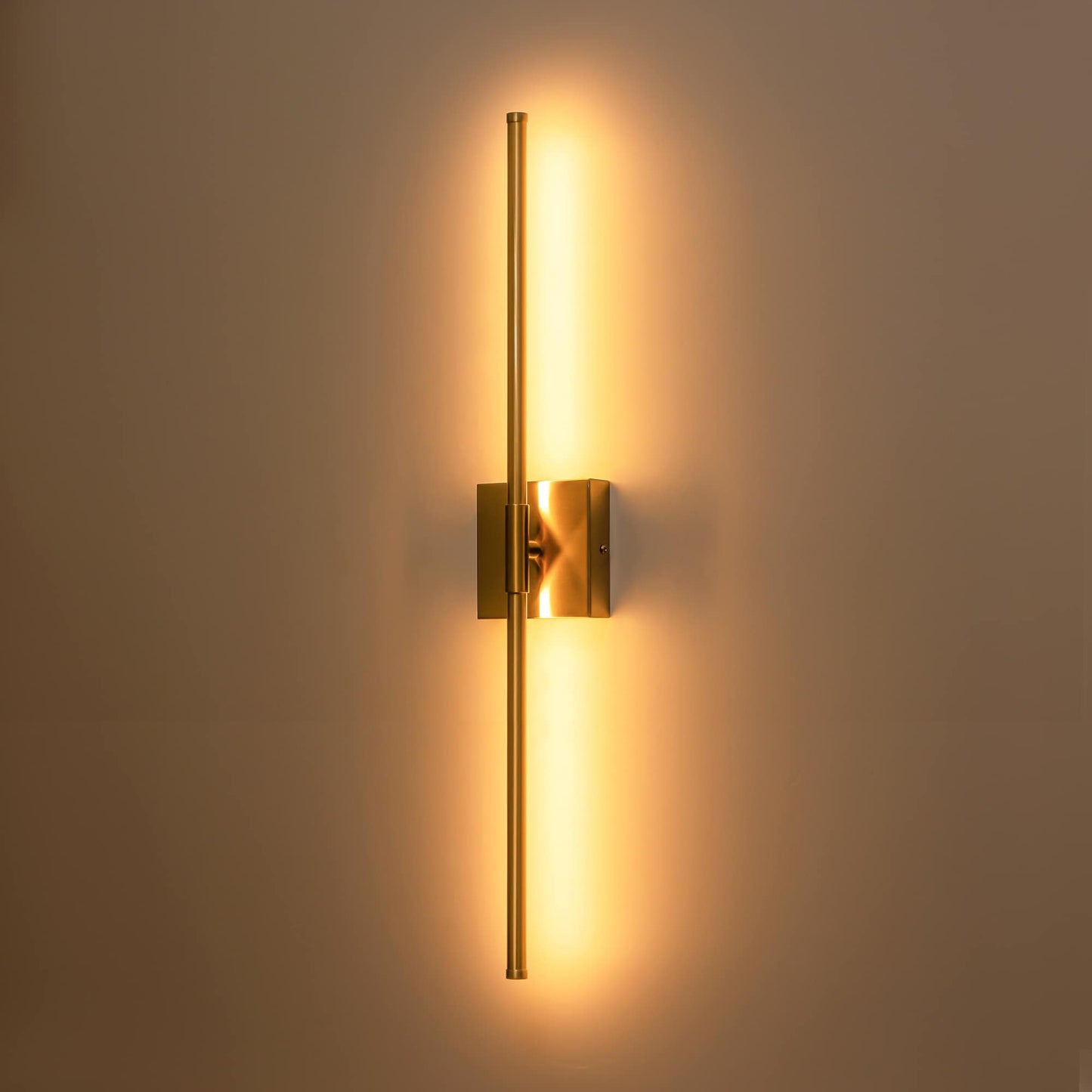 1-flammige, moderne, lange, lineare Wandleuchte in Schwarz/Gold/Nickel, dimmbare LED-Badezimmer-Waschtischleuchte