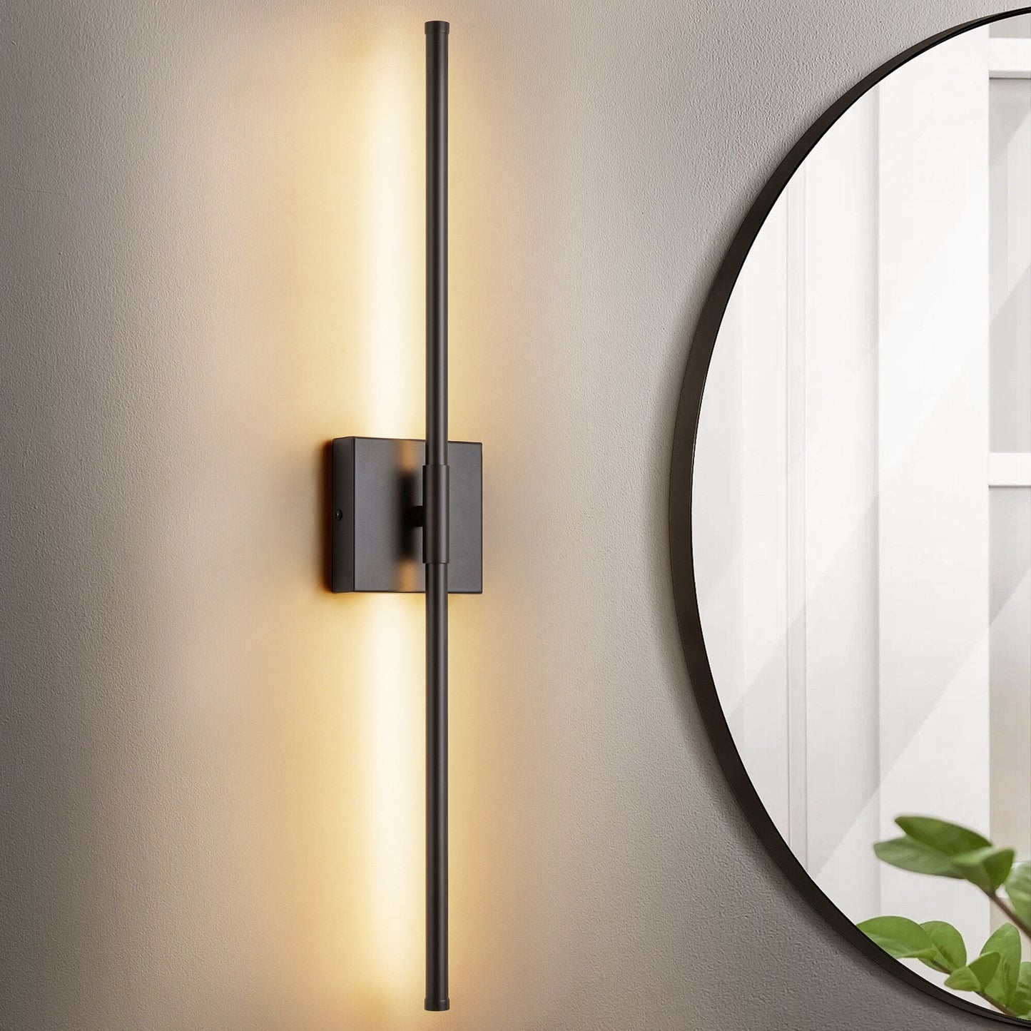 1-flammige, moderne, lange, lineare Wandleuchte in Schwarz/Gold/Nickel, dimmbare LED-Badezimmer-Waschtischleuchte
