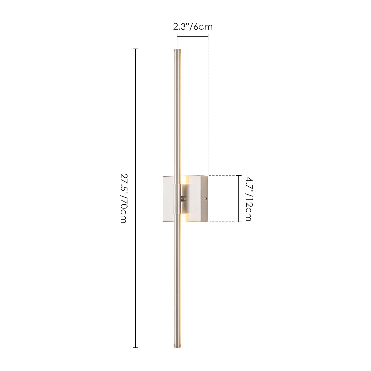1-flammige, moderne, lange, lineare Wandleuchte in Schwarz/Gold/Nickel, dimmbare LED-Badezimmer-Waschtischleuchte