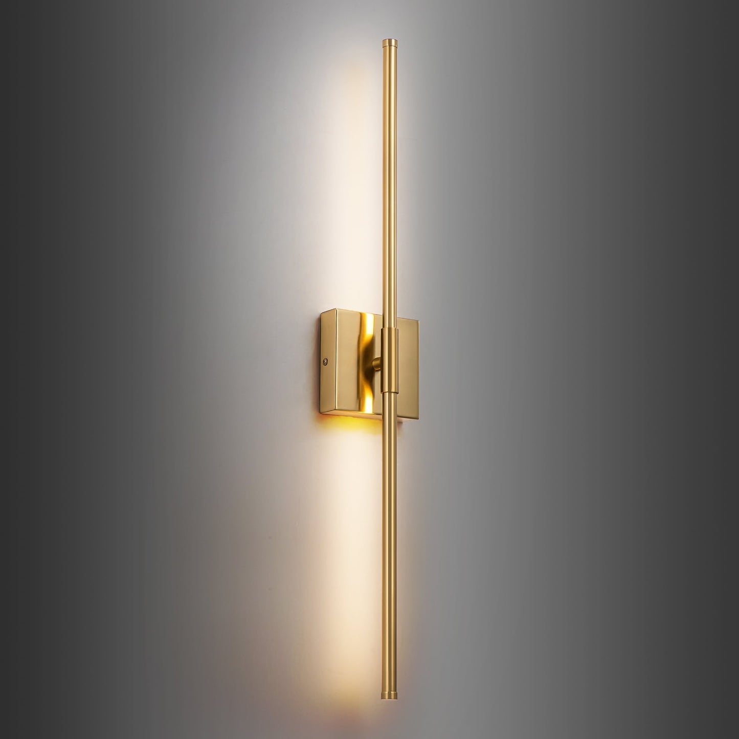 1-flammige, moderne, lange, lineare Wandleuchte in Schwarz/Gold/Nickel, dimmbare LED-Badezimmer-Waschtischleuchte