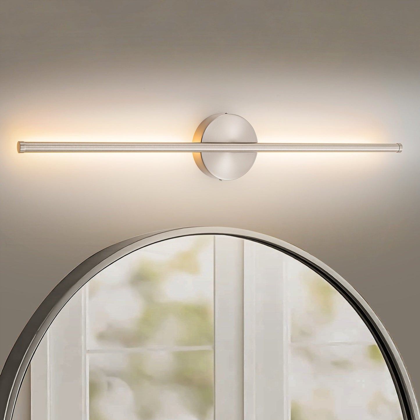 1-flammige, moderne, lange, lineare Wandleuchte in Schwarz/Gold/Nickel, dimmbare LED-Badezimmer-Waschtischleuchte