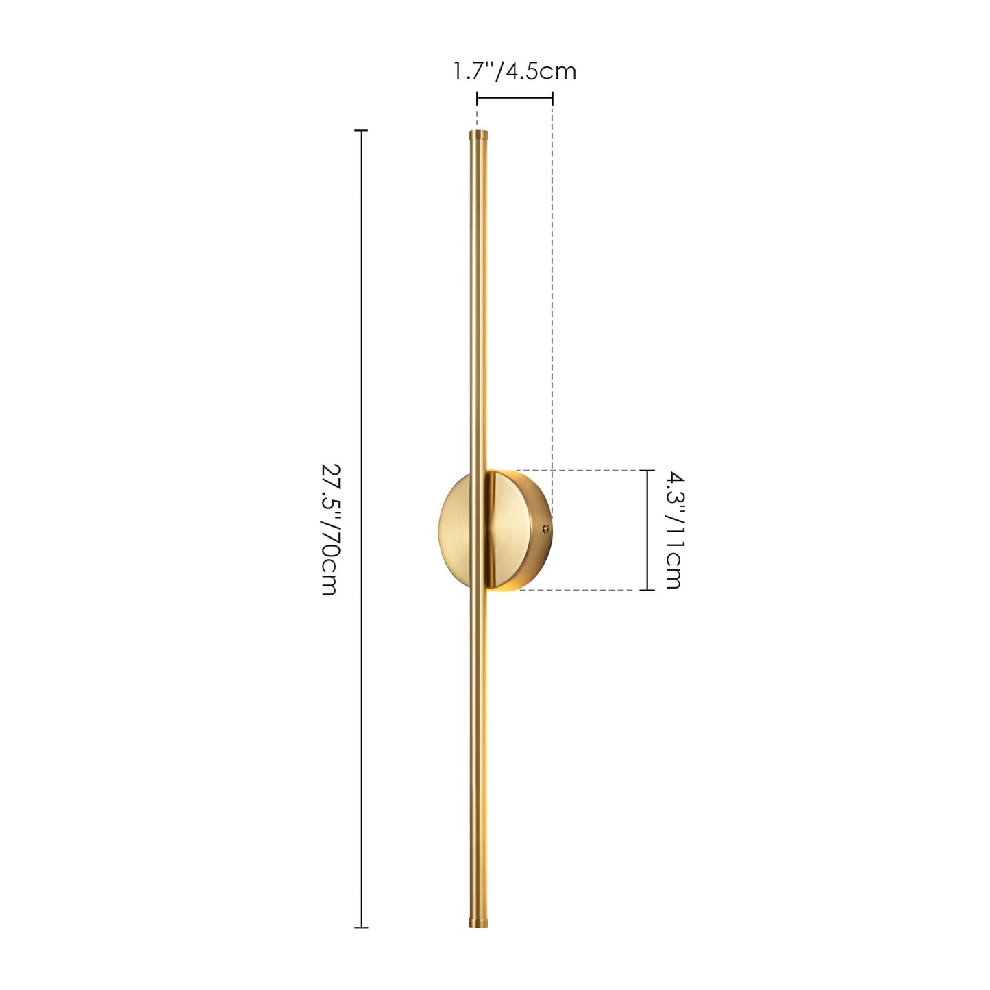 1-flammige, moderne, lange, lineare Wandleuchte in Schwarz/Gold/Nickel, dimmbare LED-Badezimmer-Waschtischleuchte