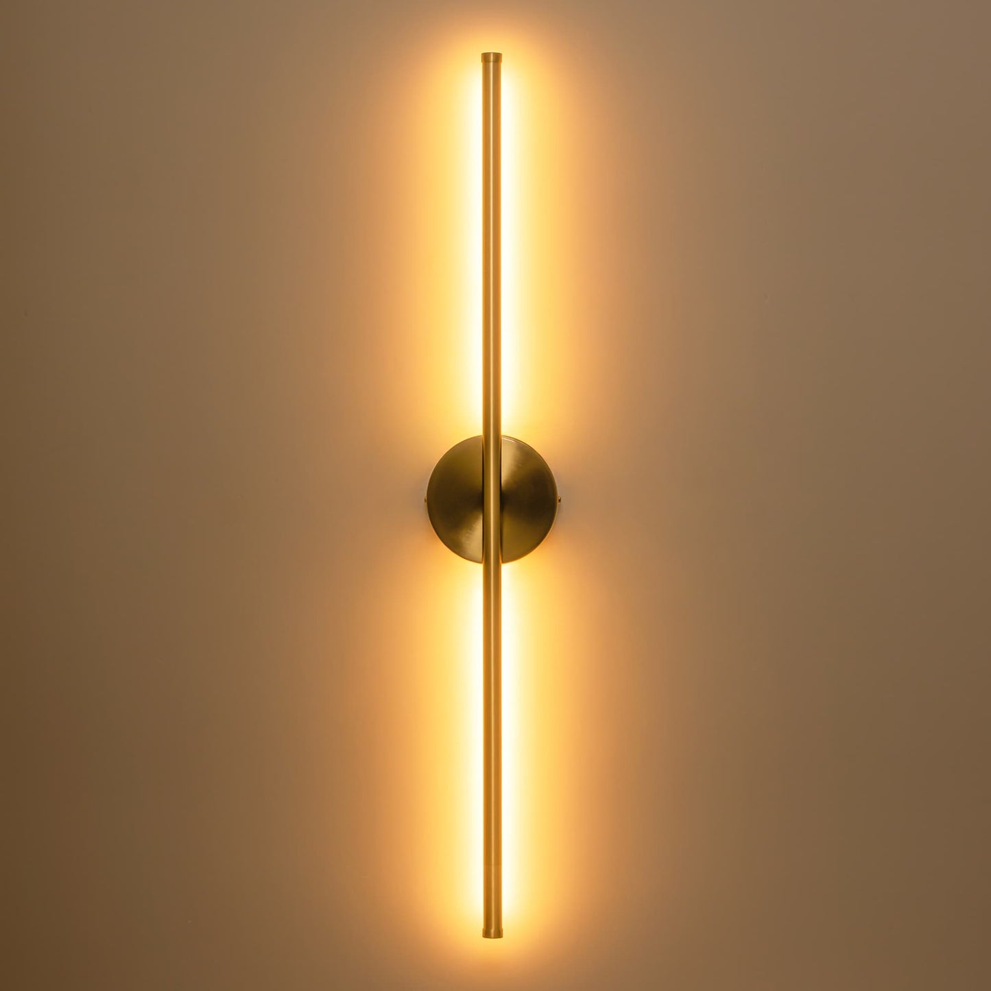 1-flammige, moderne, lange, lineare Wandleuchte in Schwarz/Gold/Nickel, dimmbare LED-Badezimmer-Waschtischleuchte