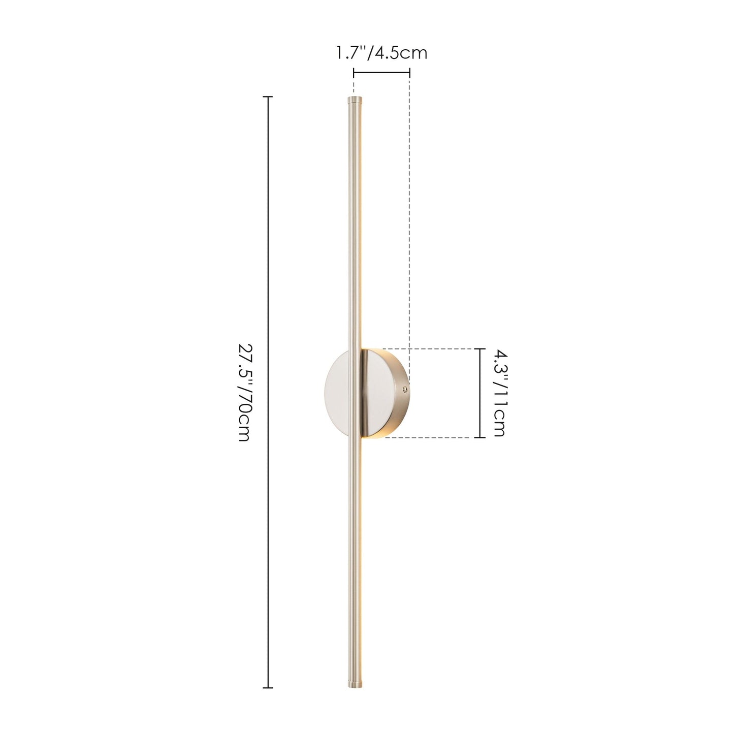 1-flammige, moderne, lange, lineare Wandleuchte in Schwarz/Gold/Nickel, dimmbare LED-Badezimmer-Waschtischleuchte