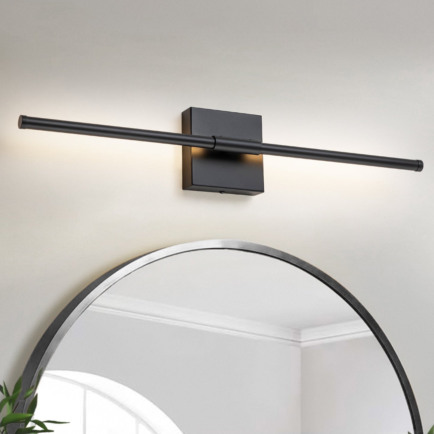 1-flammige, moderne, lange, lineare Wandleuchte in Schwarz/Gold/Nickel, dimmbare LED-Badezimmer-Waschtischleuchte