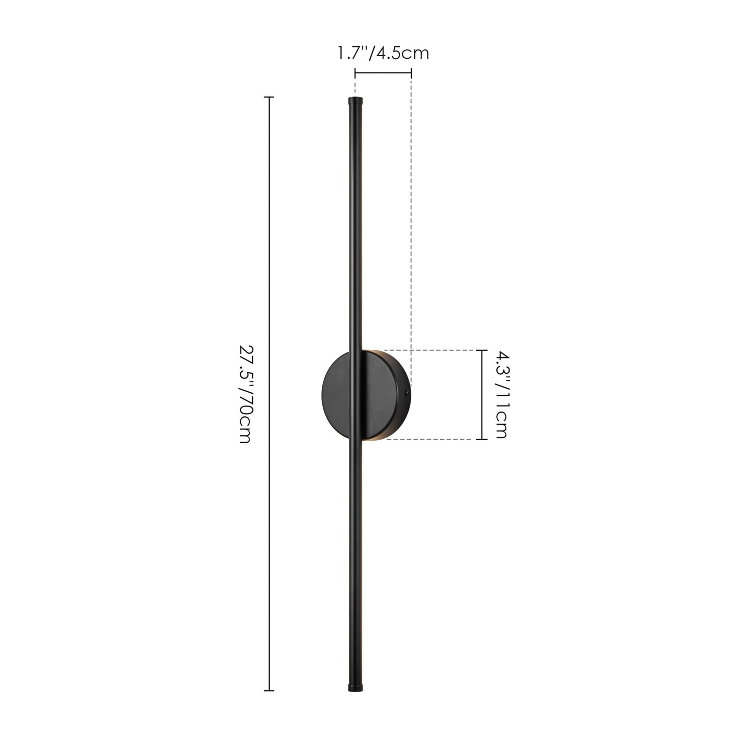 1-flammige, moderne, lange, lineare Wandleuchte in Schwarz/Gold/Nickel, dimmbare LED-Badezimmer-Waschtischleuchte