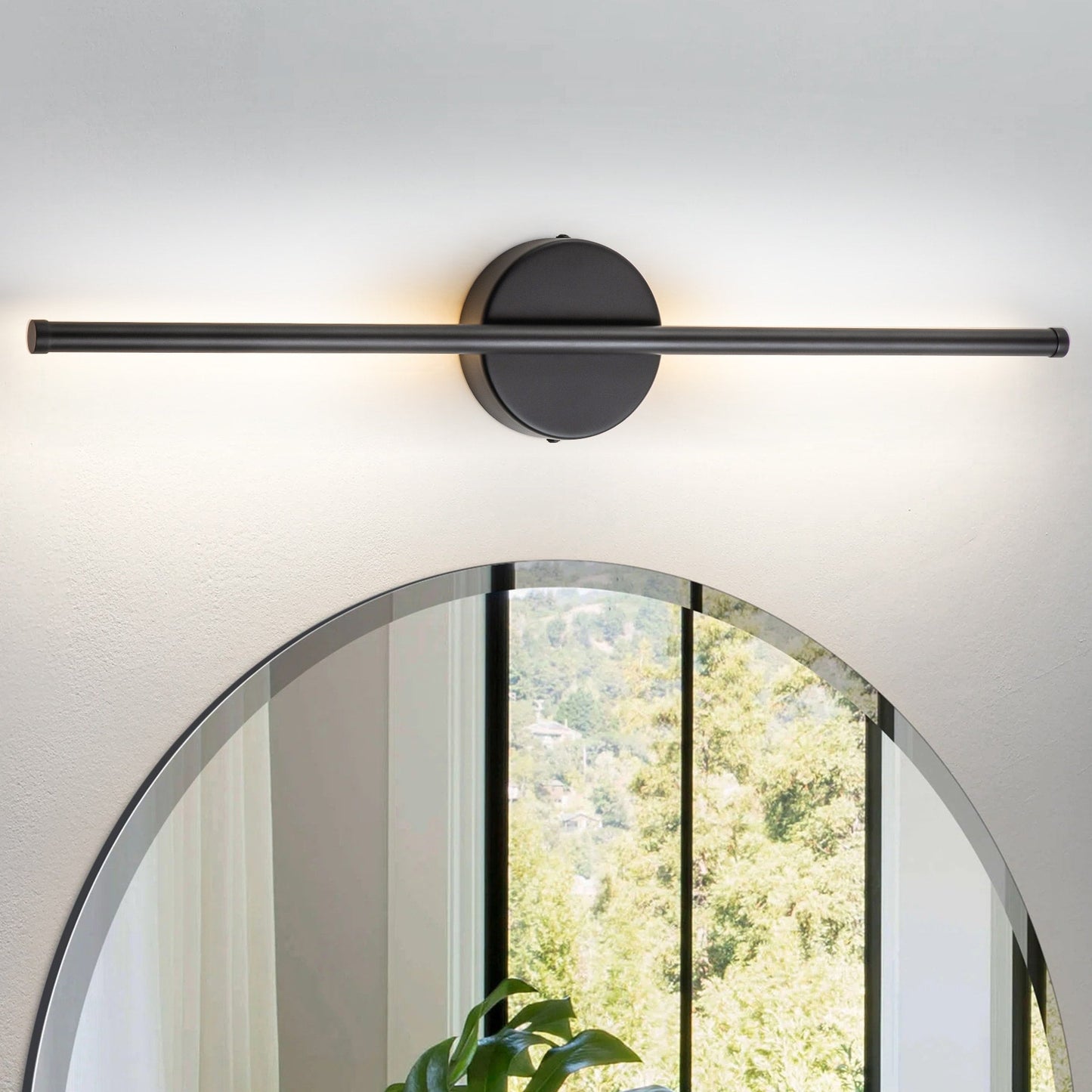 1-flammige, moderne, lange, lineare Wandleuchte in Schwarz/Gold/Nickel, dimmbare LED-Badezimmer-Waschtischleuchte
