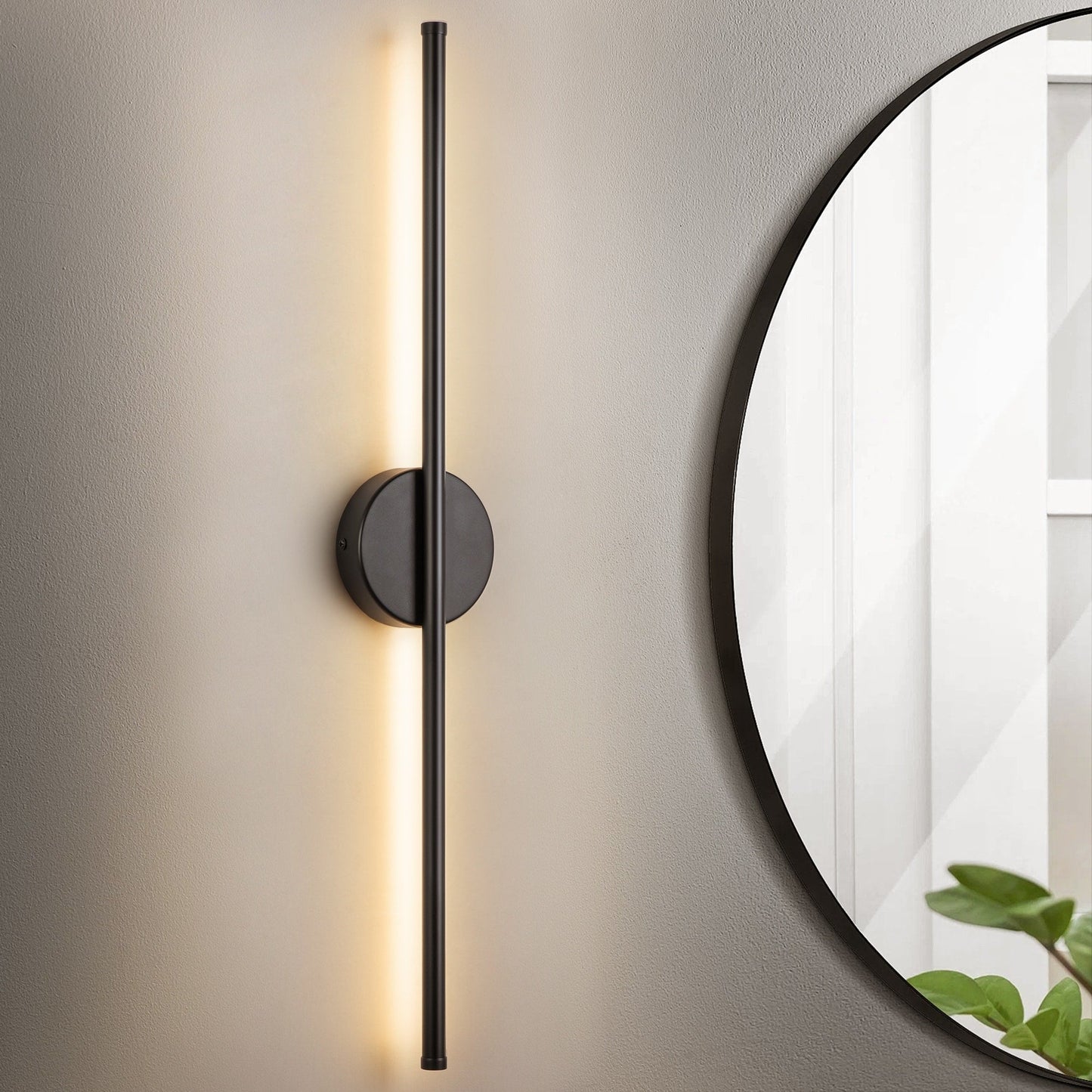 1-flammige, moderne, lange, lineare Wandleuchte in Schwarz/Gold/Nickel, dimmbare LED-Badezimmer-Waschtischleuchte