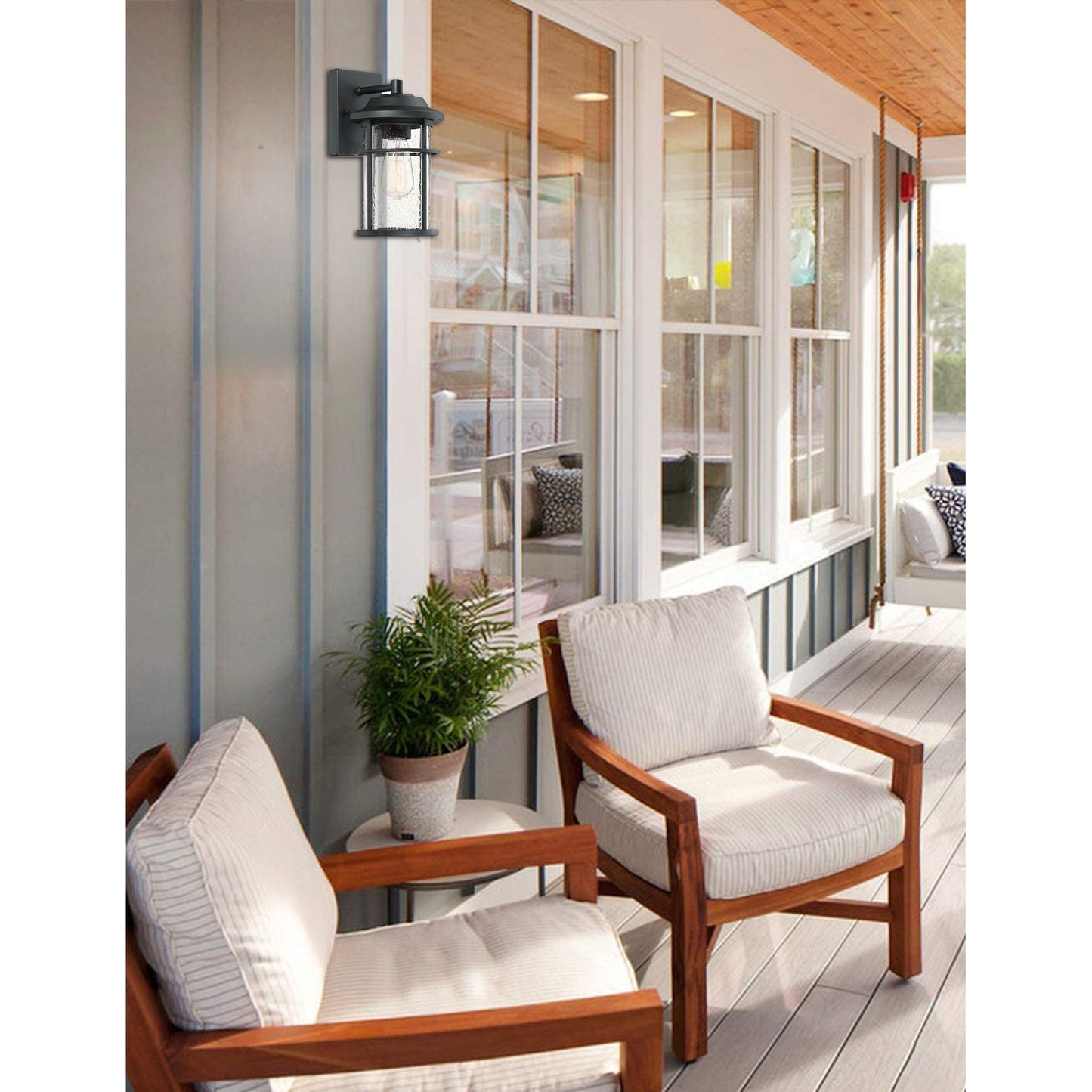 1 Licht Schwarz Coastal Barn Dome Outdoor Wandlaterne Klarglas