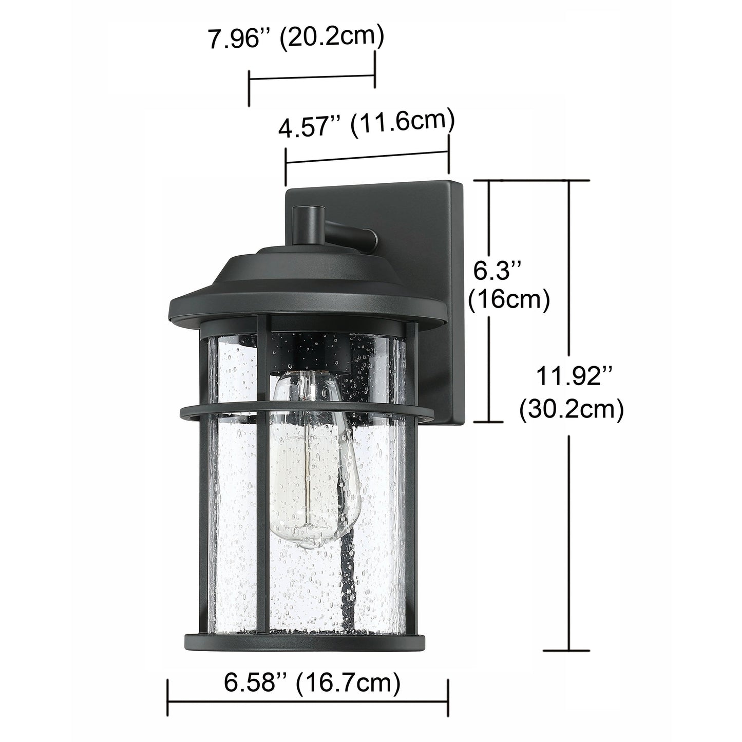 1 Licht Schwarz Coastal Barn Dome Outdoor Wandlaterne Klarglas