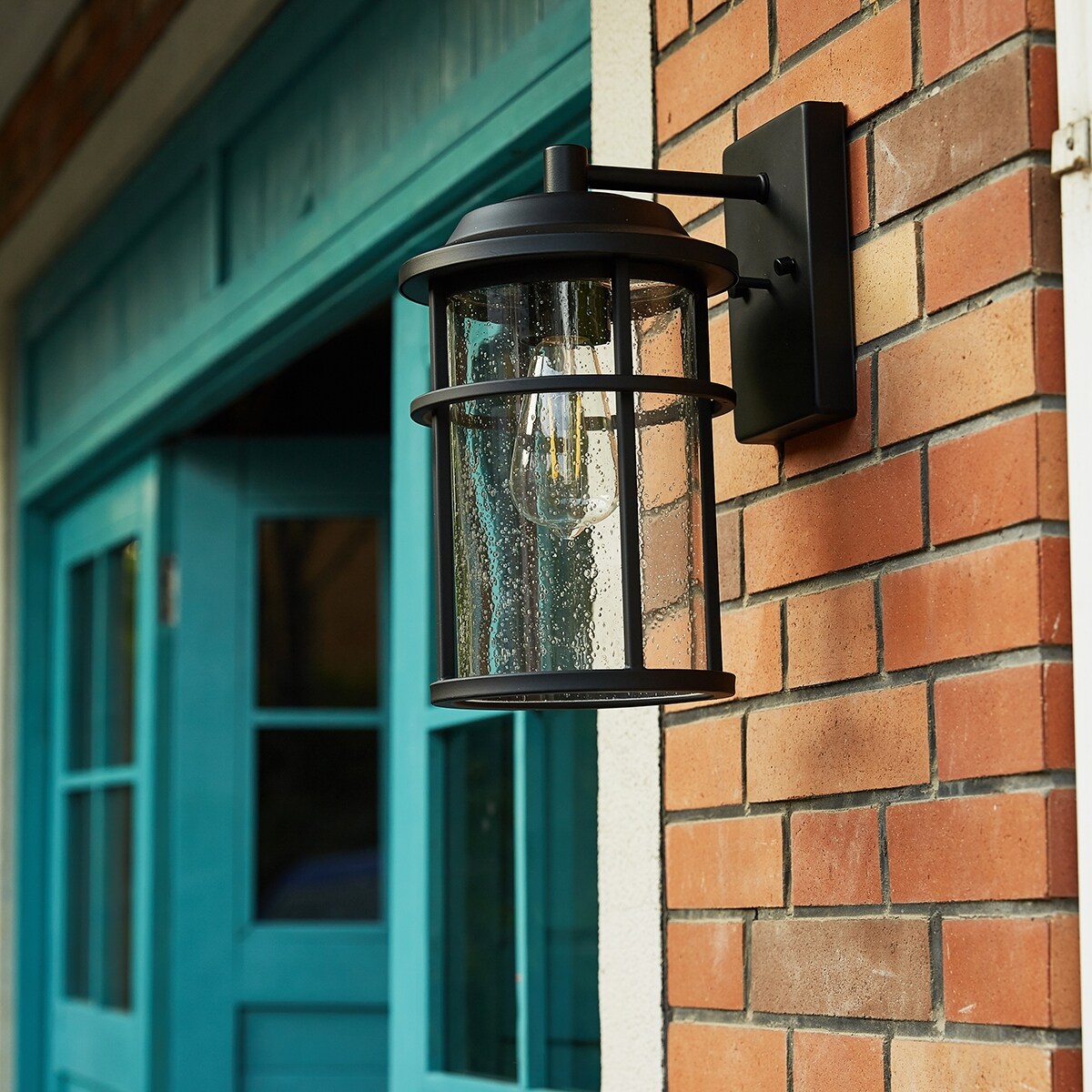 1 Licht Schwarz Coastal Barn Dome Outdoor Wandlaterne Klarglas