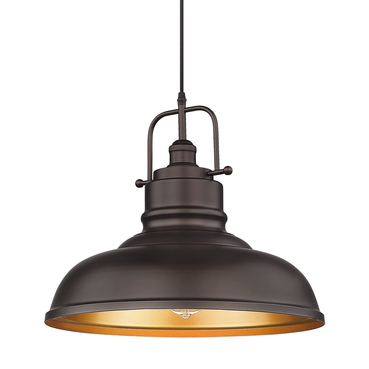 1-flammige Industrie-Pendelleuchte im Landhausstil aus Metall mit Kuppel, Finish in geölter Bronze