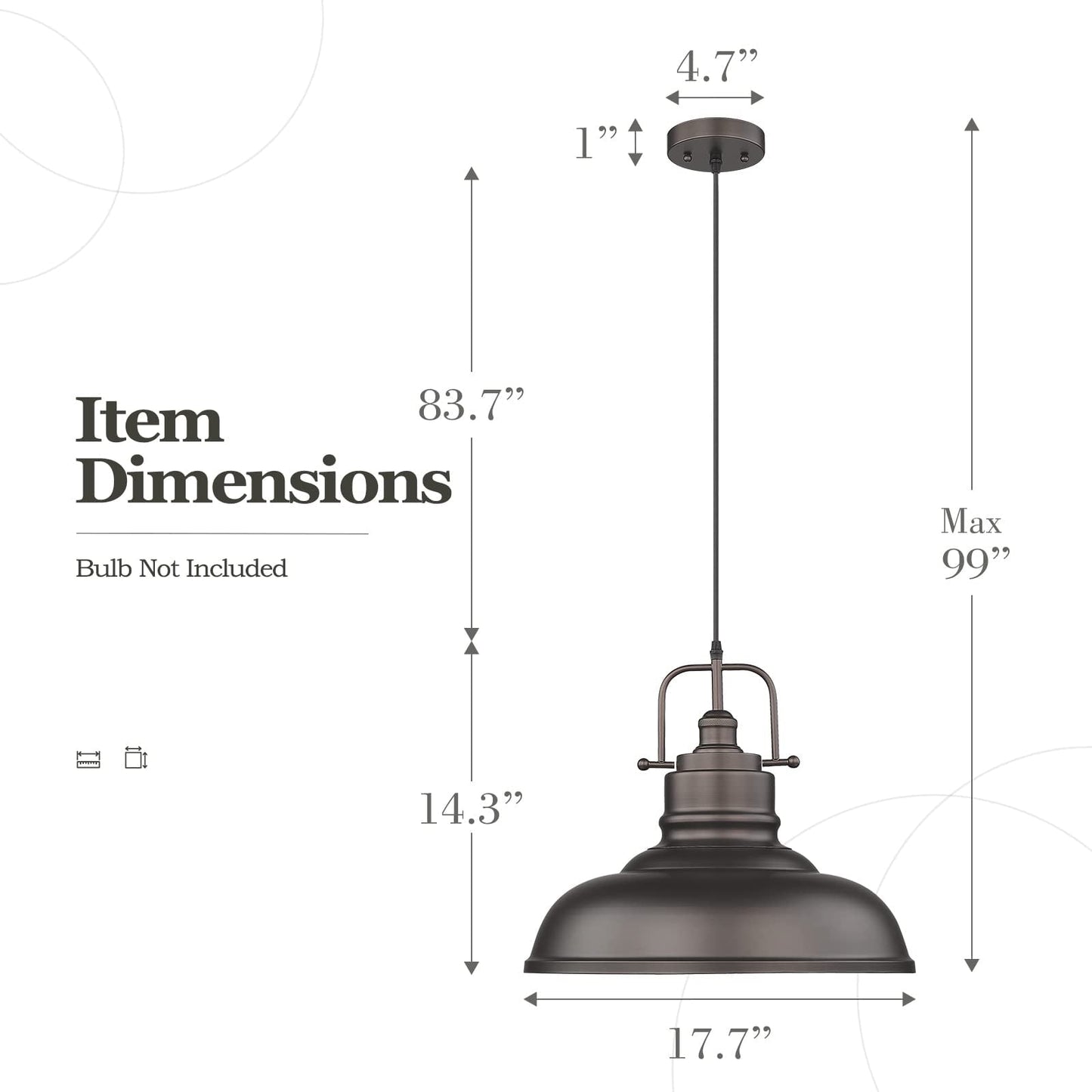 1-flammige Industrie-Pendelleuchte im Landhausstil aus Metall mit Kuppel, Finish in geölter Bronze