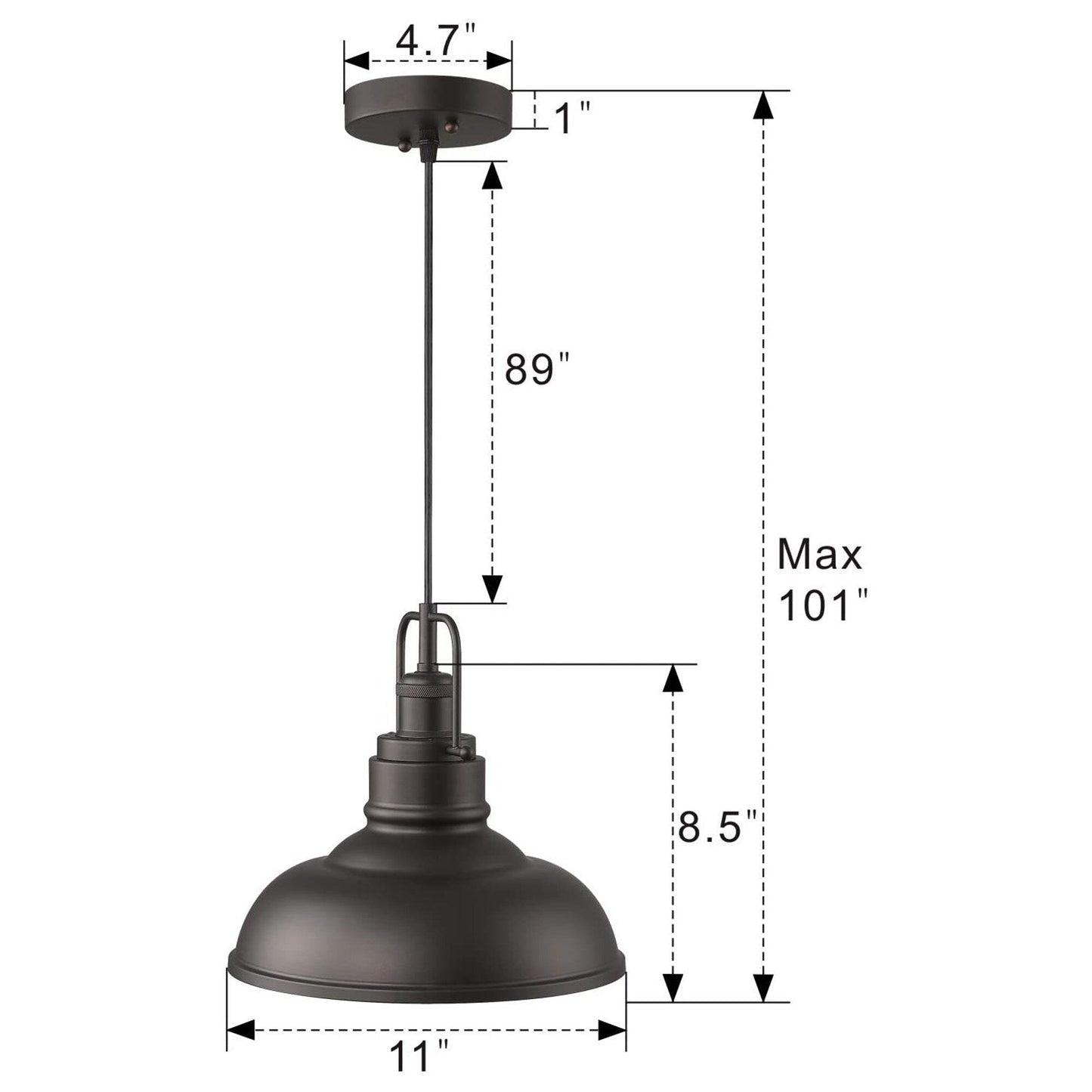 1-flammige Industrie-Pendelleuchte im Landhausstil aus Metall mit Kuppel, Finish in geölter Bronze