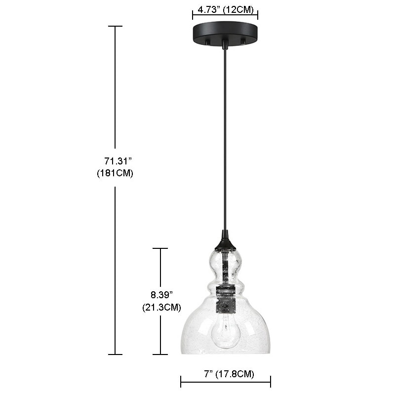 1-flammige Hängeleuchte für Kücheninseln, Tropfenform, mit Saatglas und schwarzem Finish, 3er-Pack