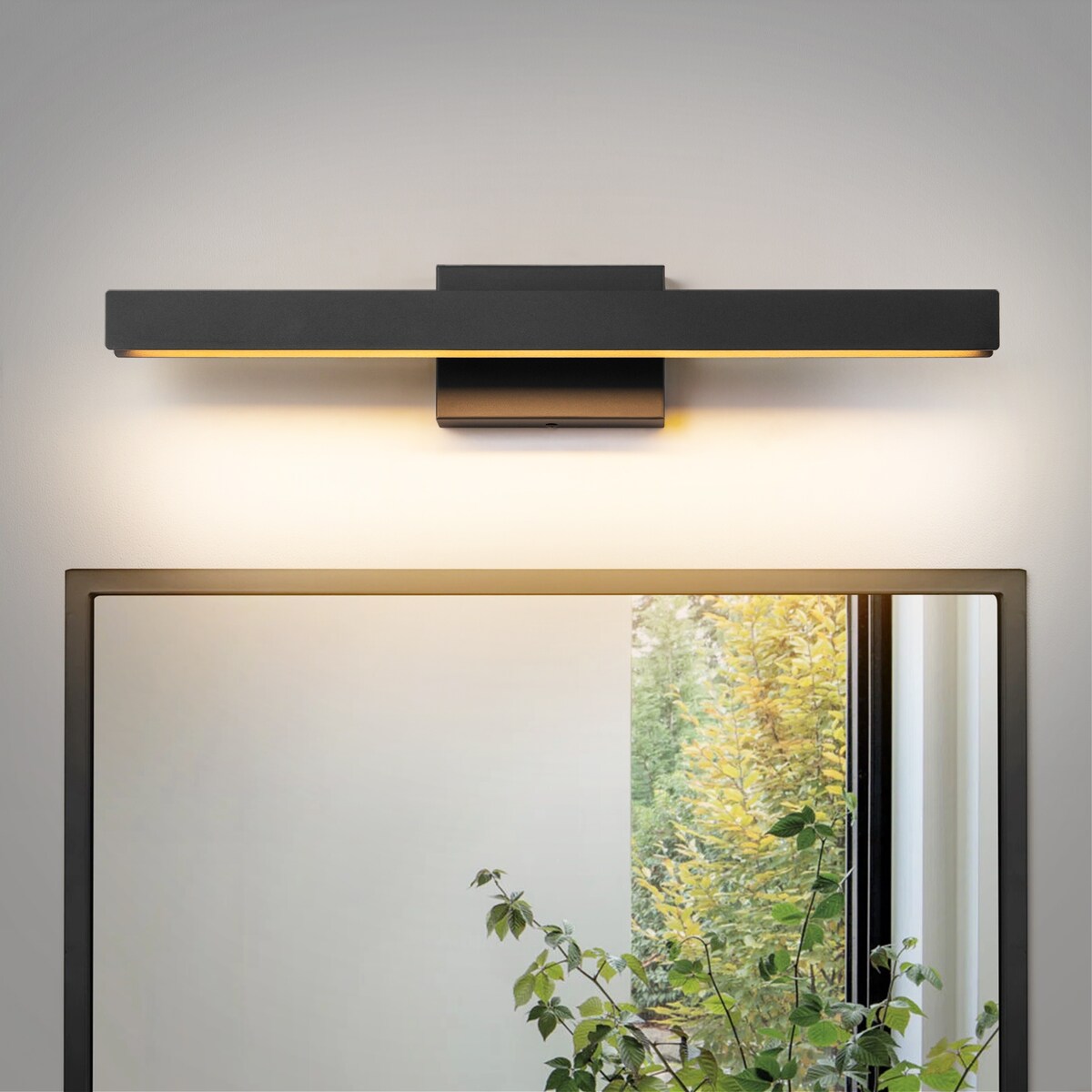 Moderne, lineare, schwarze Badezimmer-Waschtischleuchte mit 1 Licht, Farbwechsel, dimmbar, drehbar, integrierte LED-Wandleuchte