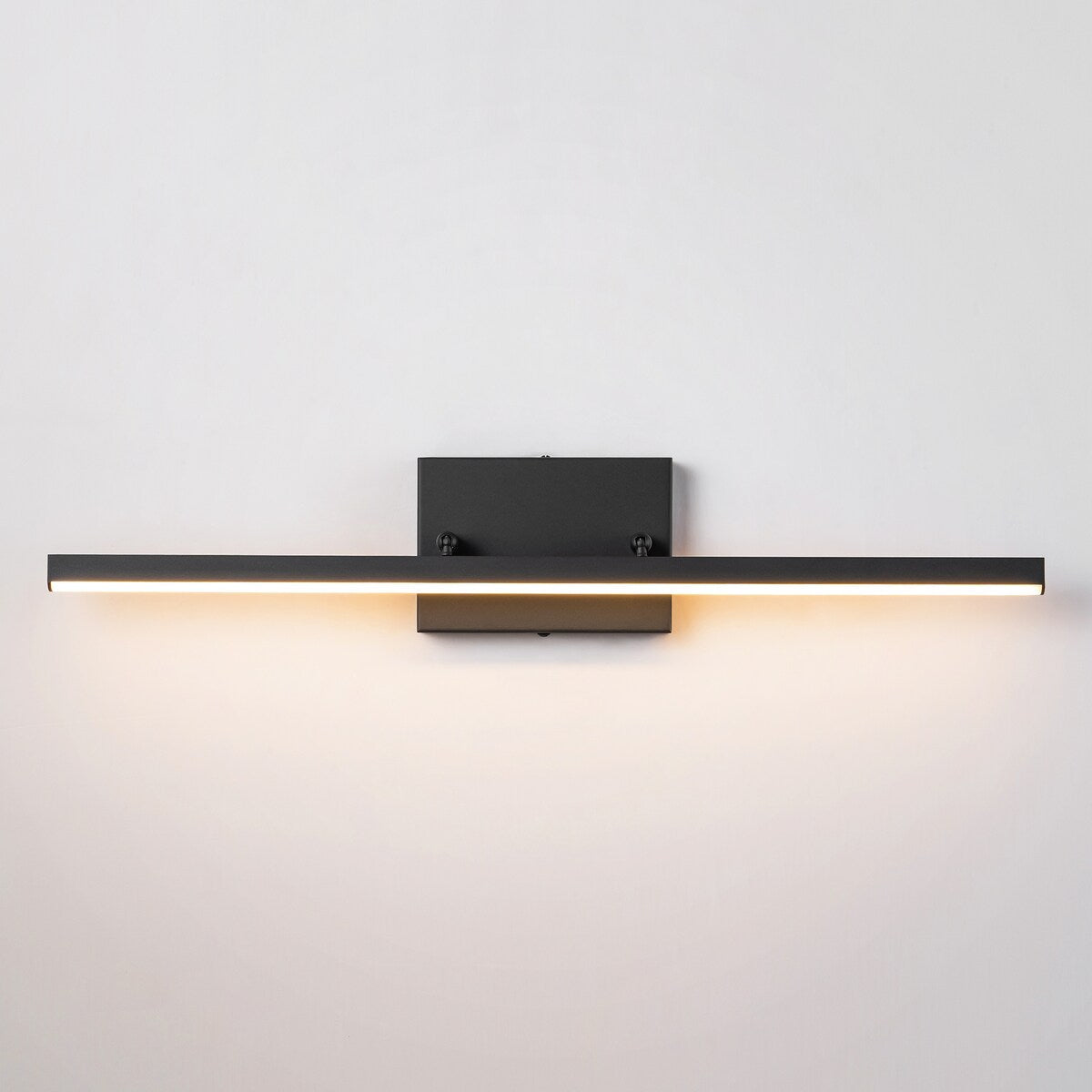 Moderne, lineare, schwarze Badezimmer-Waschtischleuchte mit 1 Licht, Farbwechsel, dimmbar, drehbar, integrierte LED-Wandleuchte