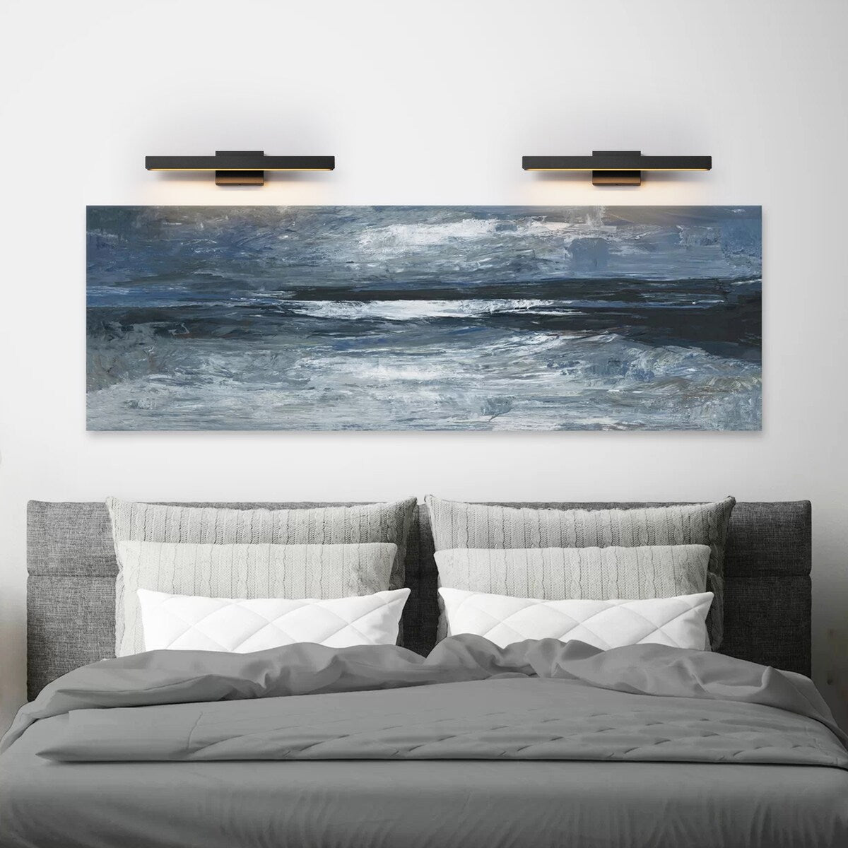 Moderne, lineare, schwarze Badezimmer-Waschtischleuchte mit 1 Licht, Farbwechsel, dimmbar, drehbar, integrierte LED-Wandleuchte