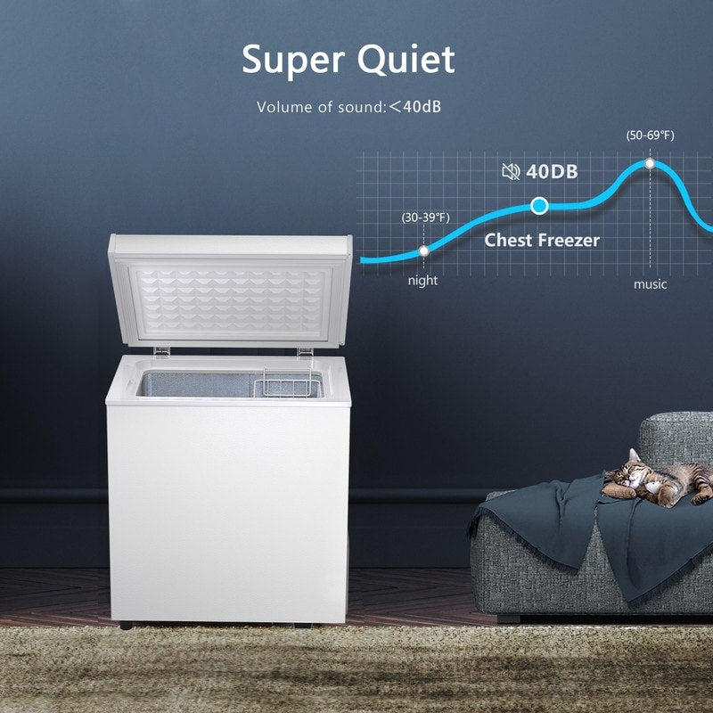 1,8 Kubikfuß Gefriertruhe mit herausnehmbarem Korb, Bodenablauf, 7-stufigem Thermostat, freistehendes Design für Haus und Wohnung