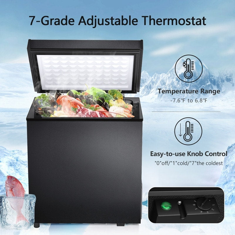 1,8 Kubikfuß Gefriertruhe mit herausnehmbarem Korb, Bodenablauf, 7-stufigem Thermostat, freistehendes Design für Haus und Wohnung