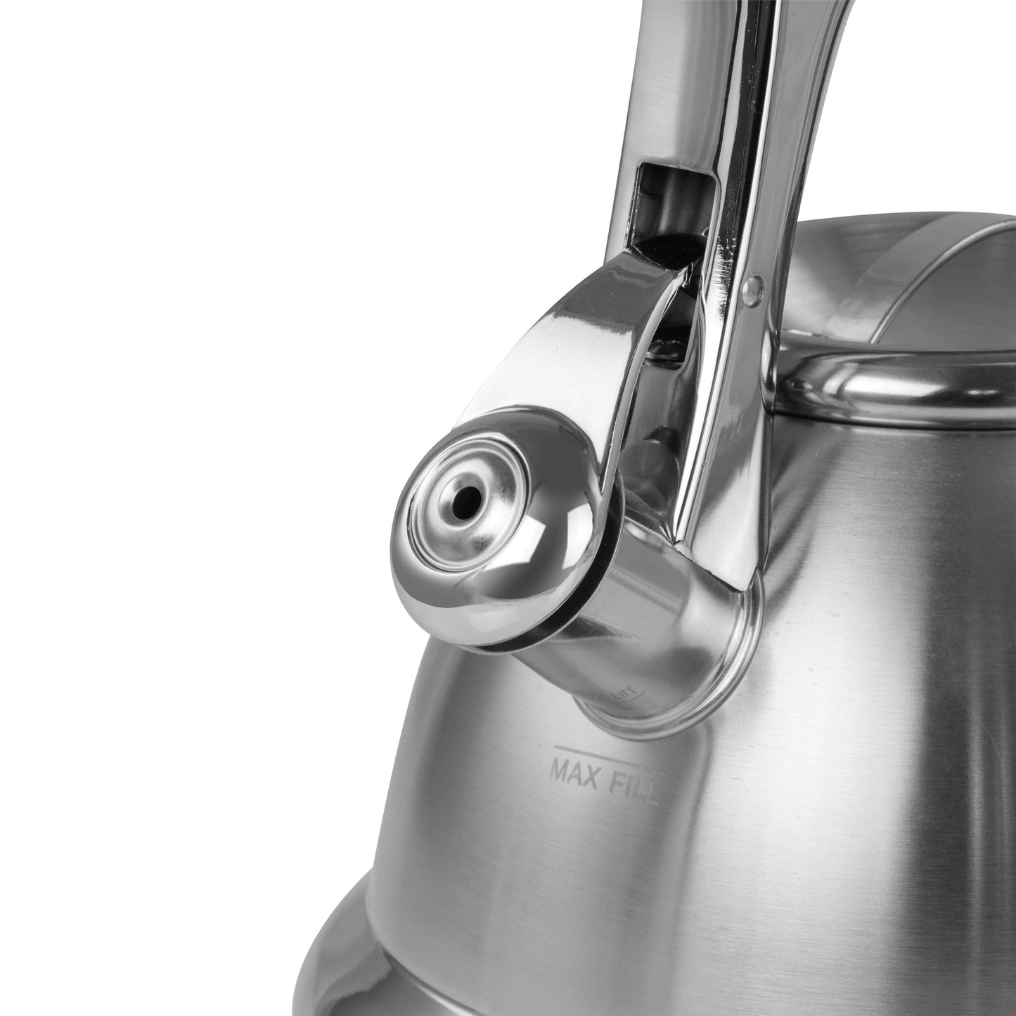 1,8 Quart Edelstahl-Pfeifkessel mit ergonomischem Griff und breiter Basis
