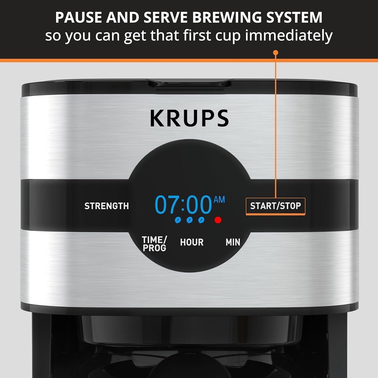 Digitale Kaffeemaschine für 10 Tassen, schwarzer Edelstahl, programmierbares Brühen, automatische Pause und Servierfunktion