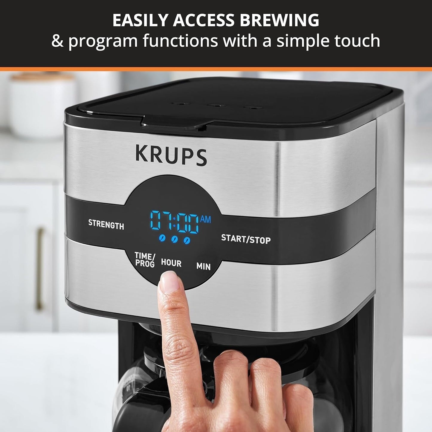 Digitale Kaffeemaschine für 10 Tassen, schwarzer Edelstahl, programmierbares Brühen, automatische Pause und Servierfunktion