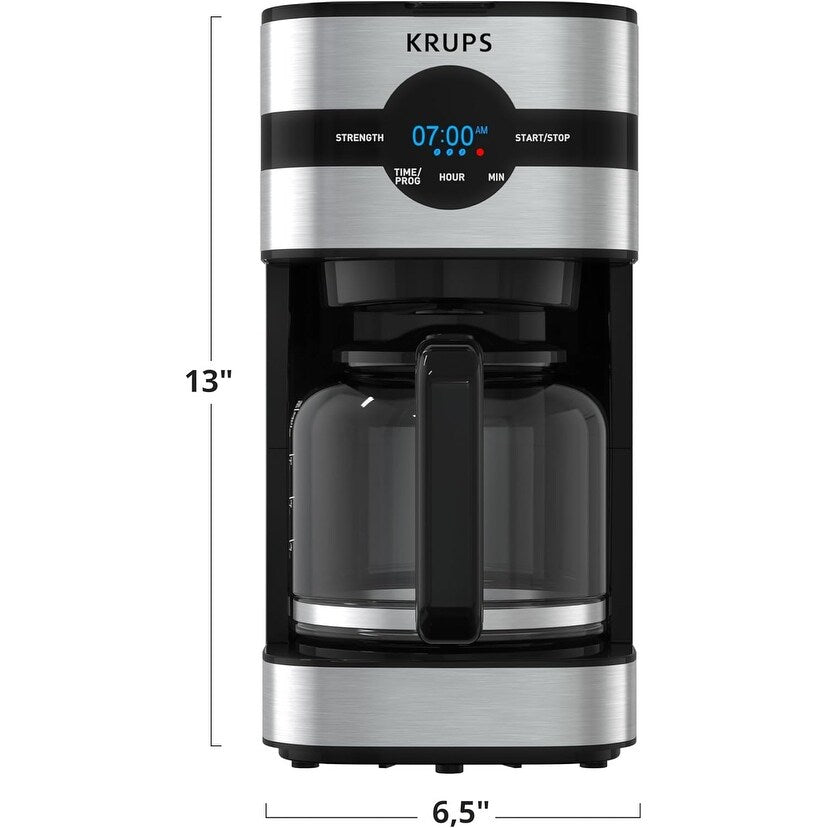 Digitale Kaffeemaschine für 10 Tassen, schwarzer Edelstahl, programmierbares Brühen, automatische Pause und Servierfunktion