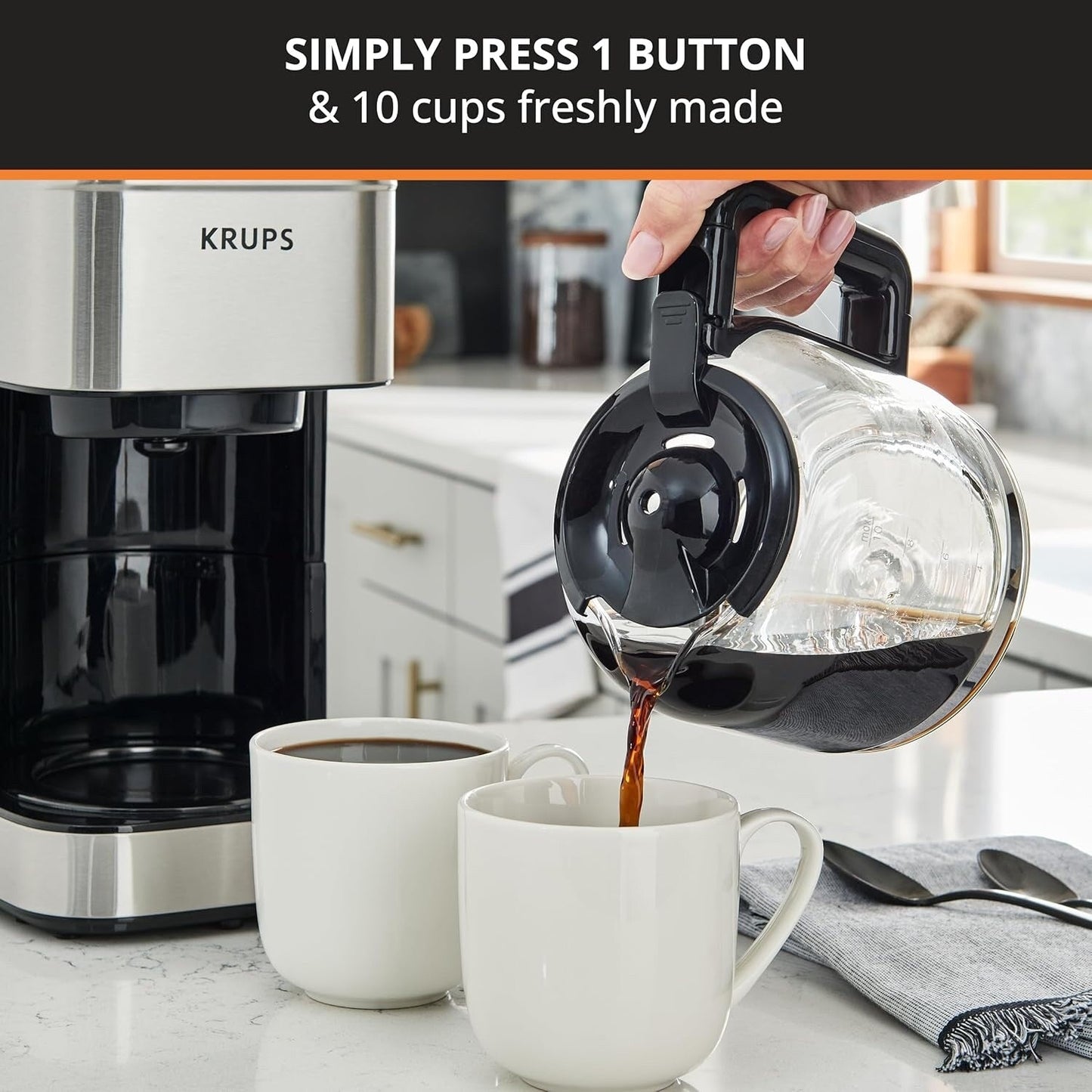 Filterkaffeemaschine für 10 Tassen, Digitalanzeige, Edelstahl-Finish, programmierbarer Timer, automatische Abschaltung