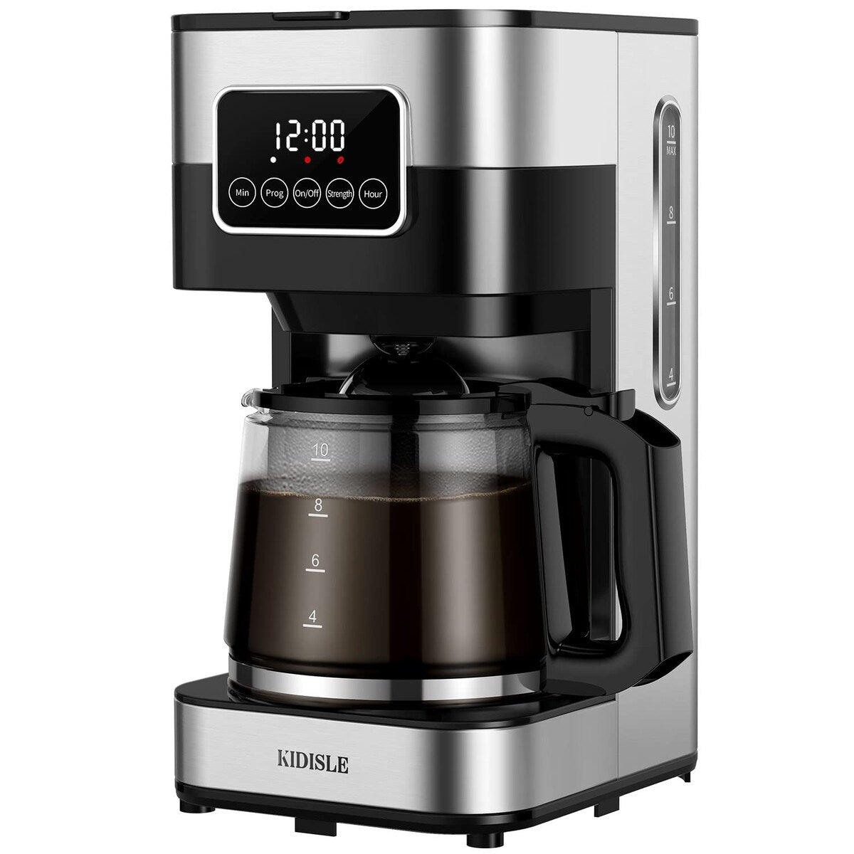 Programmierbare Kaffeemaschine 2.0 für 10 Tassen, Filterkaffeemaschine mit Touchscreen, Glaskaraffe, Warmhalteplatte, normaler und starker Brühvorgang