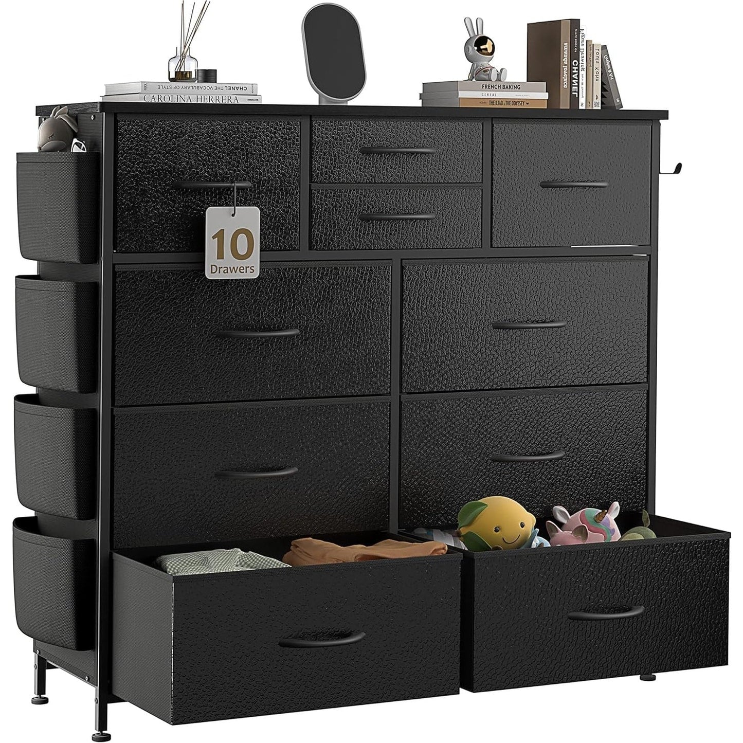 Kommode mit 10 Schubladen, Stoffschrank, Aufbewahrungsturm, Organizer, Schlafzimmer