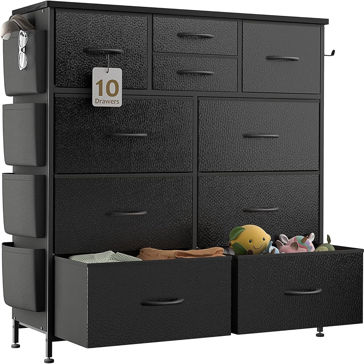 Kommode mit 10 Schubladen, Stoffschrank, Aufbewahrungsturm, Organizer, Schlafzimmer