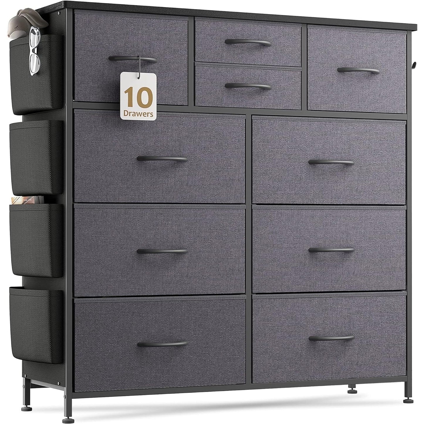 Kommode mit 10 Schubladen, Stoffschrank, Aufbewahrungsturm, Organizer, Schlafzimmer