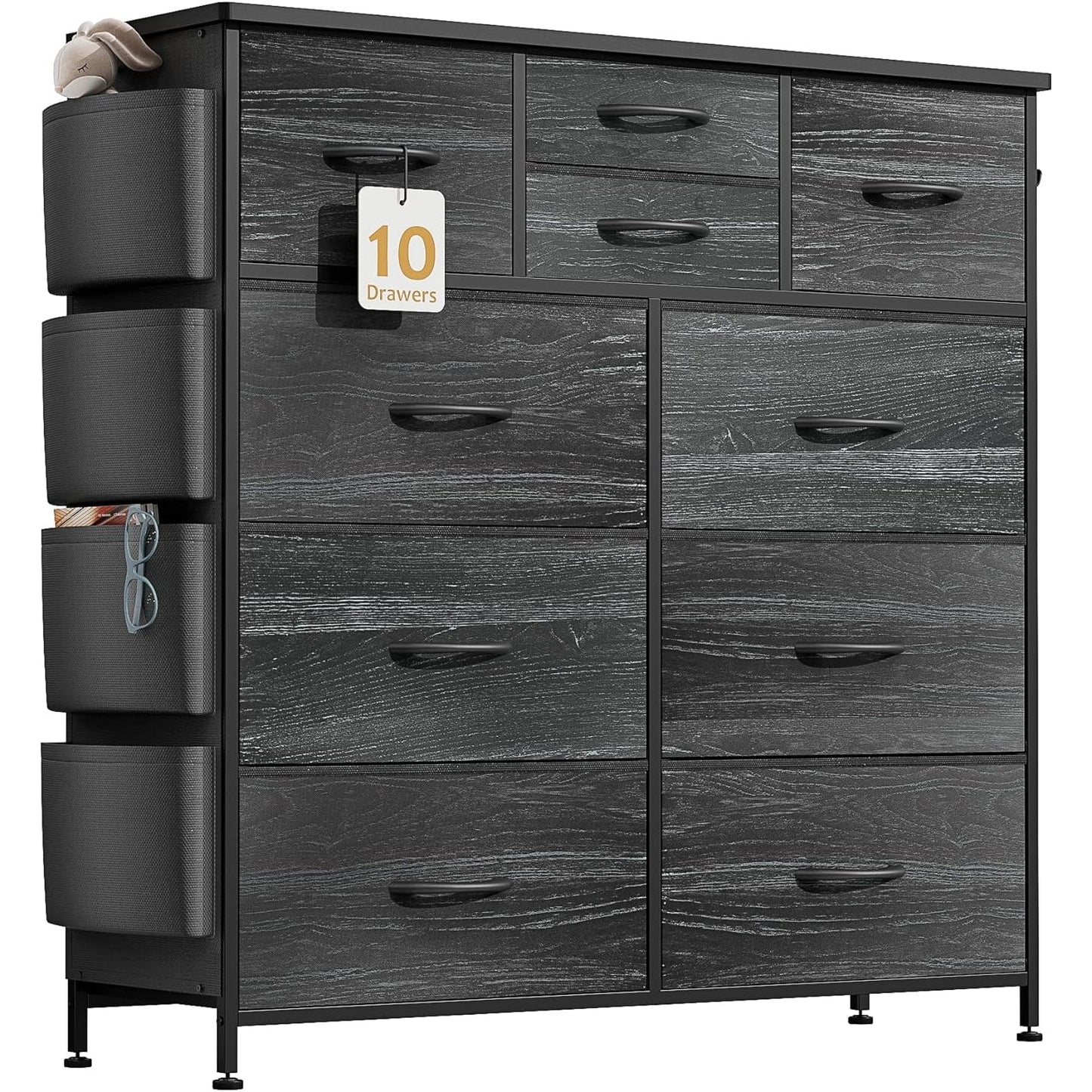 Kommode mit 10 Schubladen, Stoffschrank, Aufbewahrungsturm, Organizer, Schlafzimmer