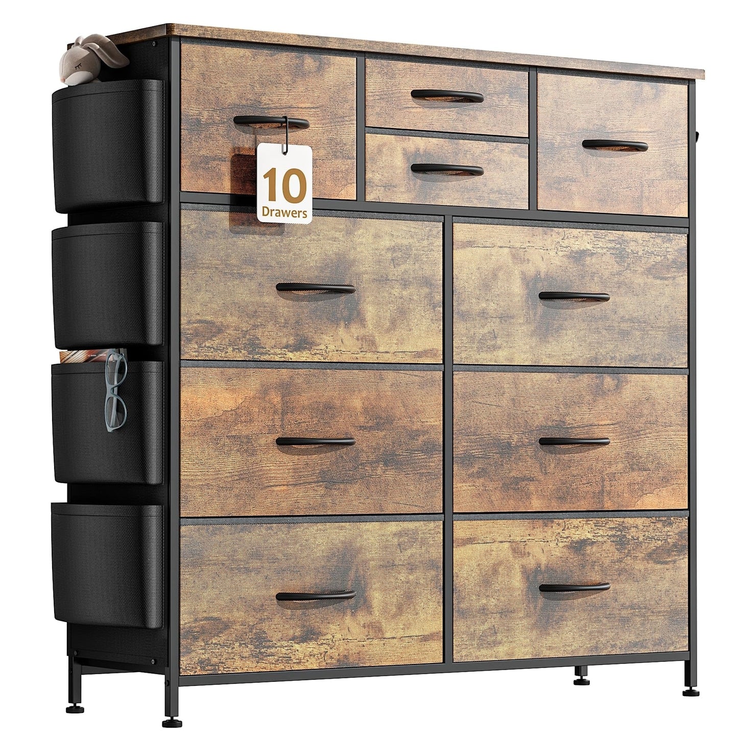 Kommode mit 10 Schubladen, Stoffschrank, Aufbewahrungsturm, Organizer, Schlafzimmer