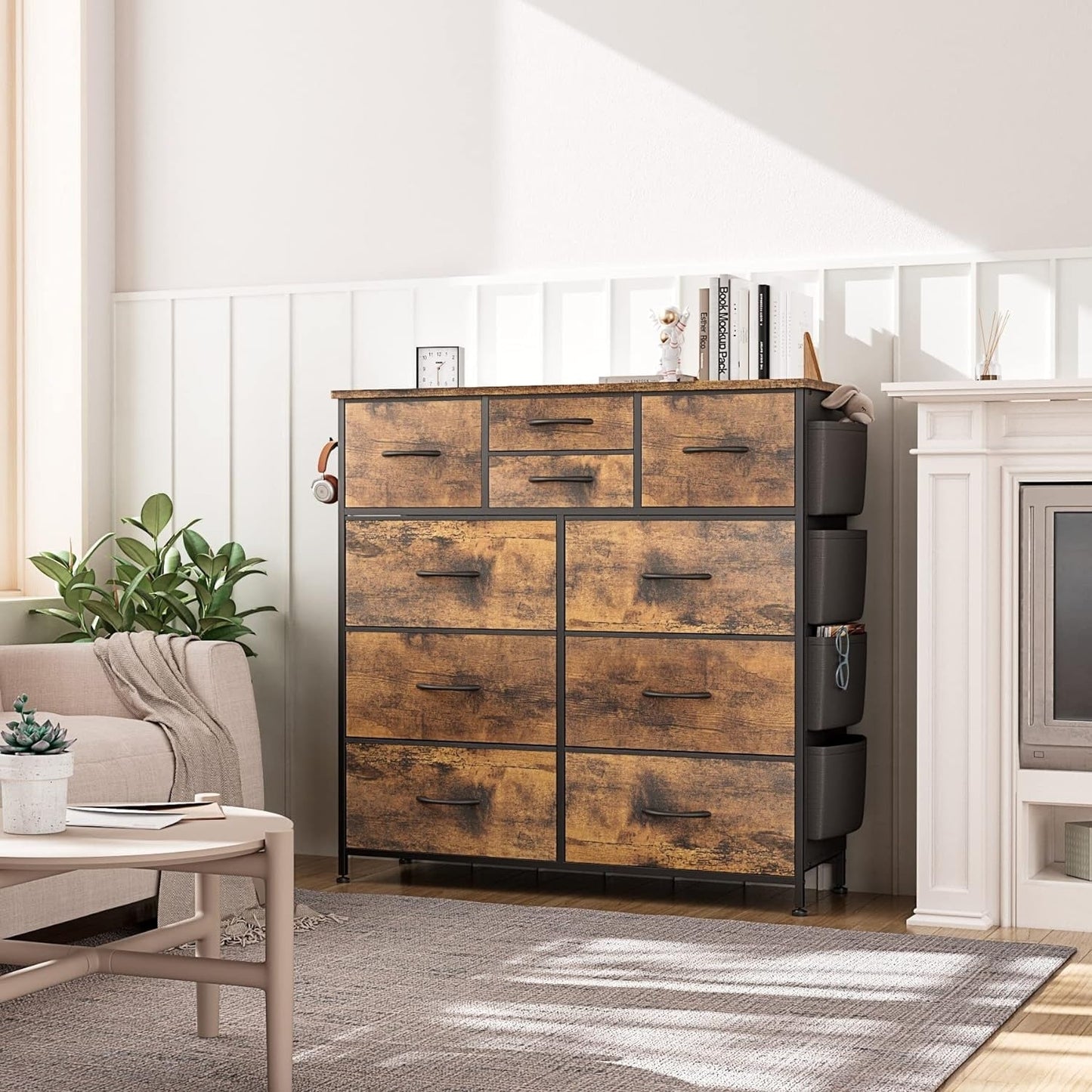 Kommode mit 10 Schubladen, Stoffschrank, Aufbewahrungsturm, Organizer, Schlafzimmer