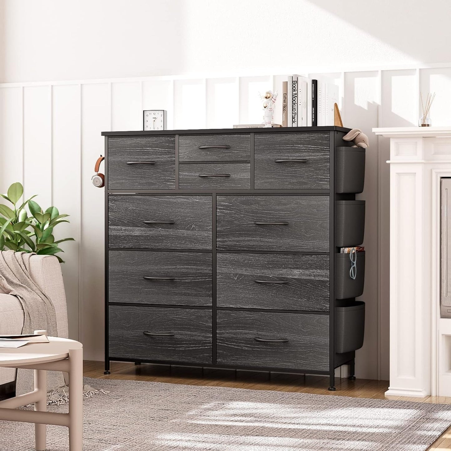 Kommode mit 10 Schubladen, Stoffschrank, Aufbewahrungsturm, Organizer, Schlafzimmer