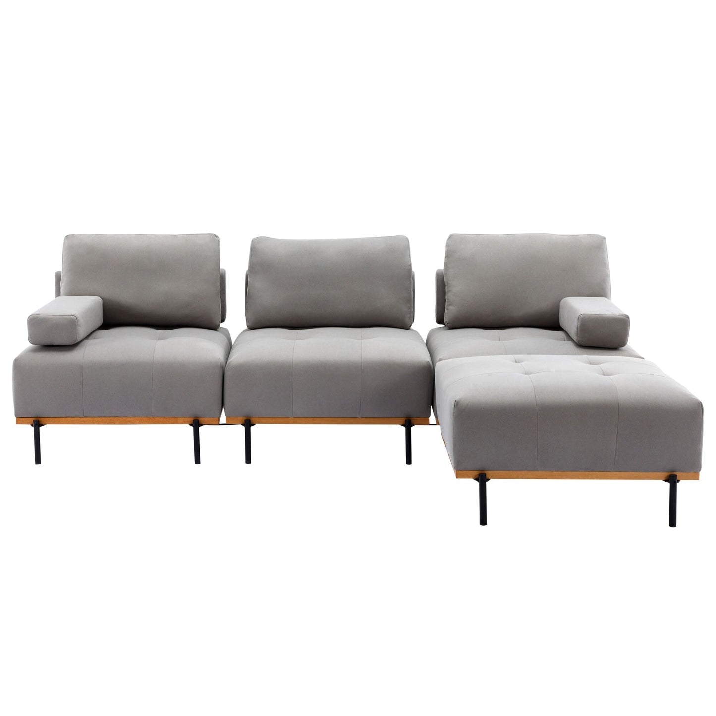 100,7'' L-förmiges Stoffsofa mit beweglichem Ottoman und Metallbeinen