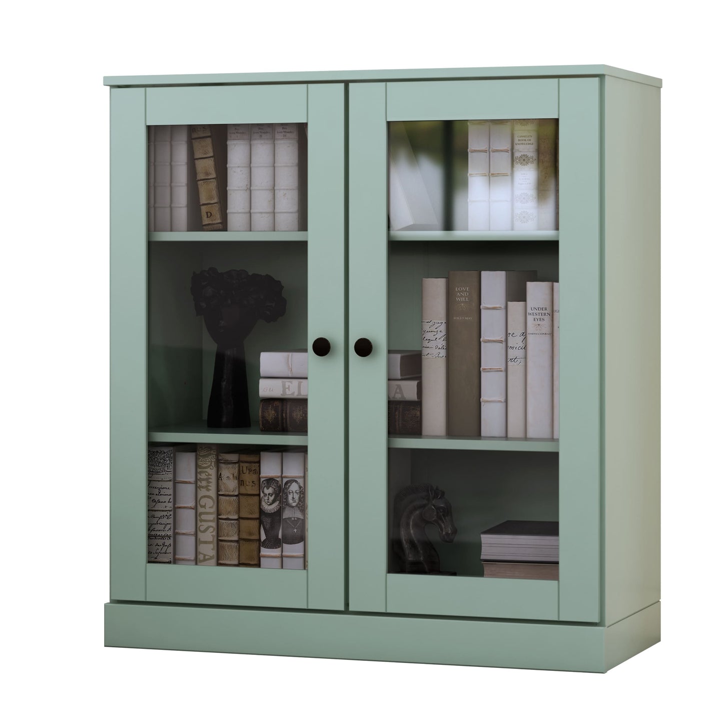 Bücherregal mit 3 Regalböden aus 100 % Massivholz und optionalen Türen von Palace Imports