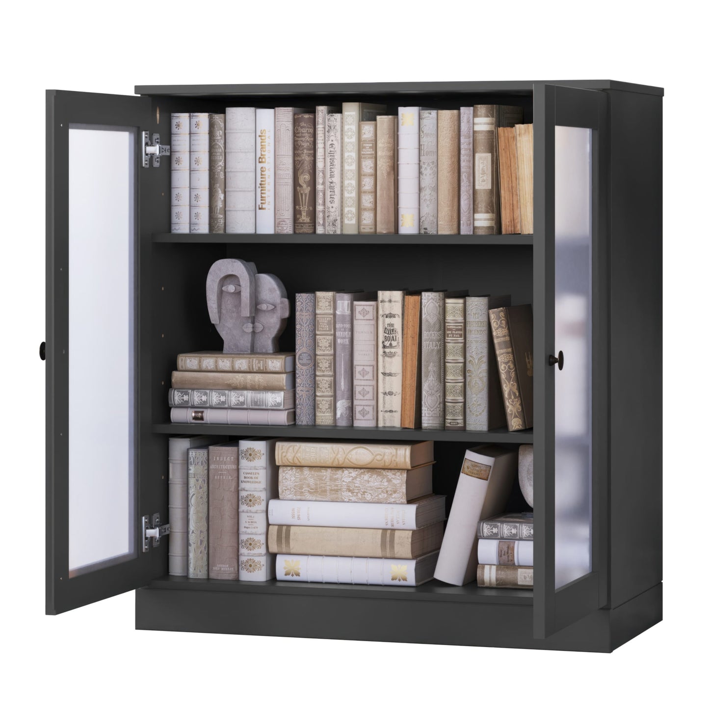Bücherregal mit 3 Regalböden aus 100 % Massivholz und optionalen Türen von Palace Imports