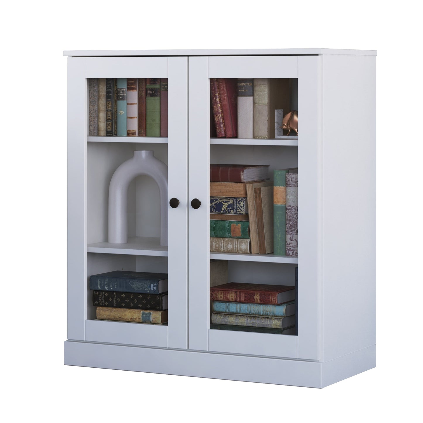 Bücherregal mit 3 Regalböden aus 100 % Massivholz und optionalen Türen von Palace Imports