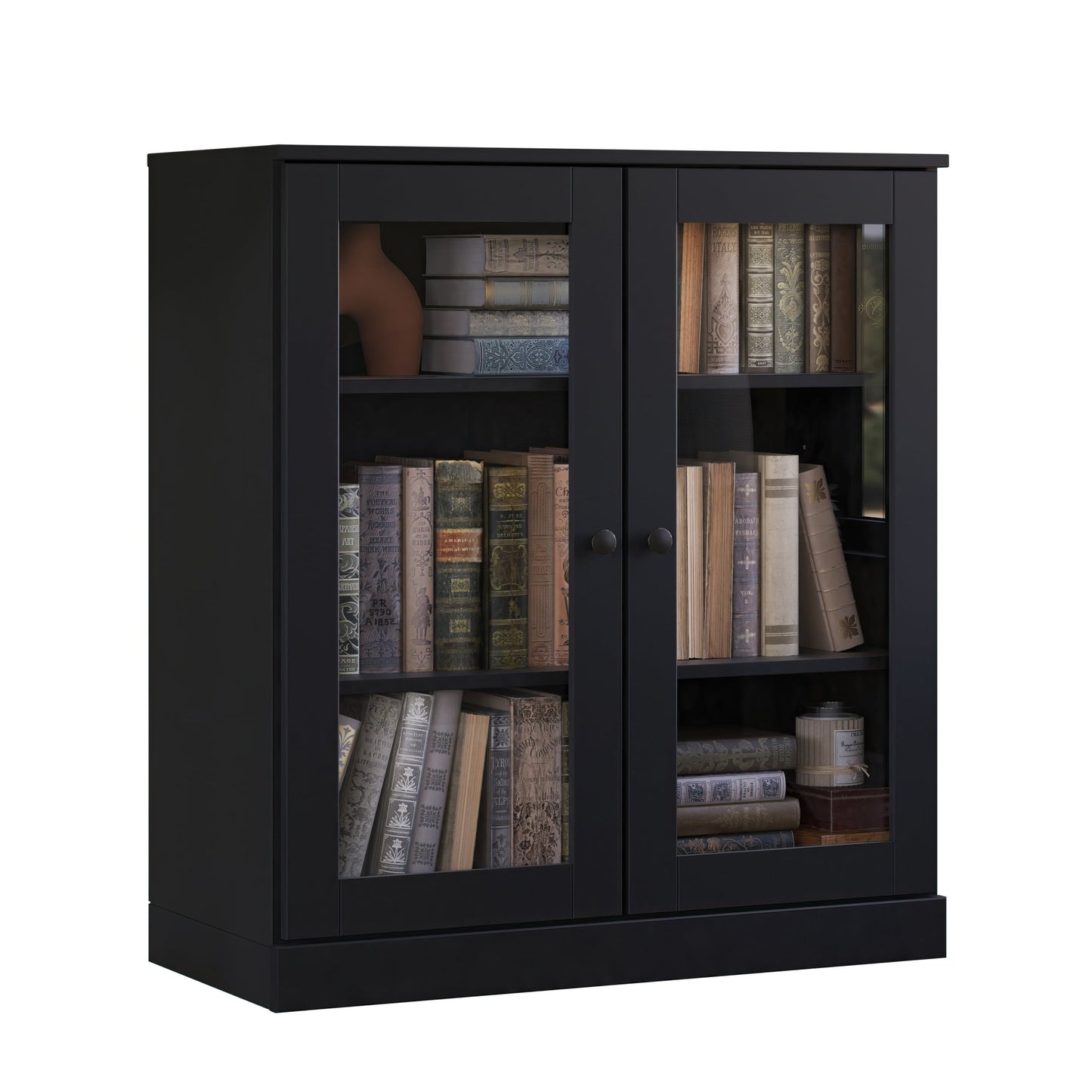 Bücherregal mit 3 Regalböden aus 100 % Massivholz und optionalen Türen von Palace Imports