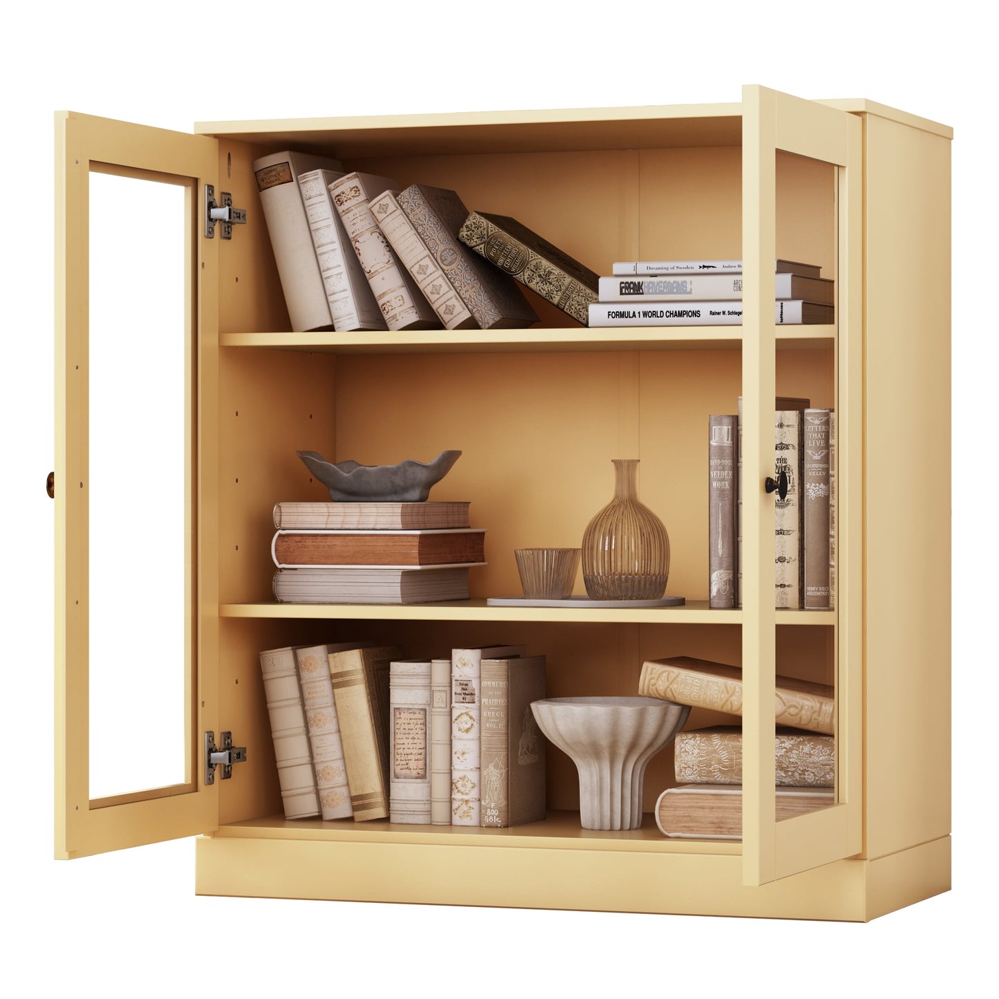 Bücherregal mit 3 Regalböden aus 100 % Massivholz und optionalen Türen von Palace Imports
