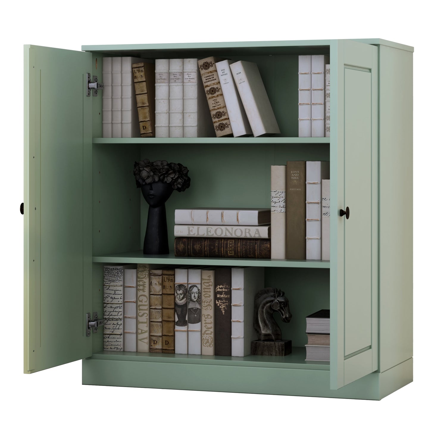 Bücherregal mit 3 Regalböden aus 100 % Massivholz und optionalen Türen von Palace Imports