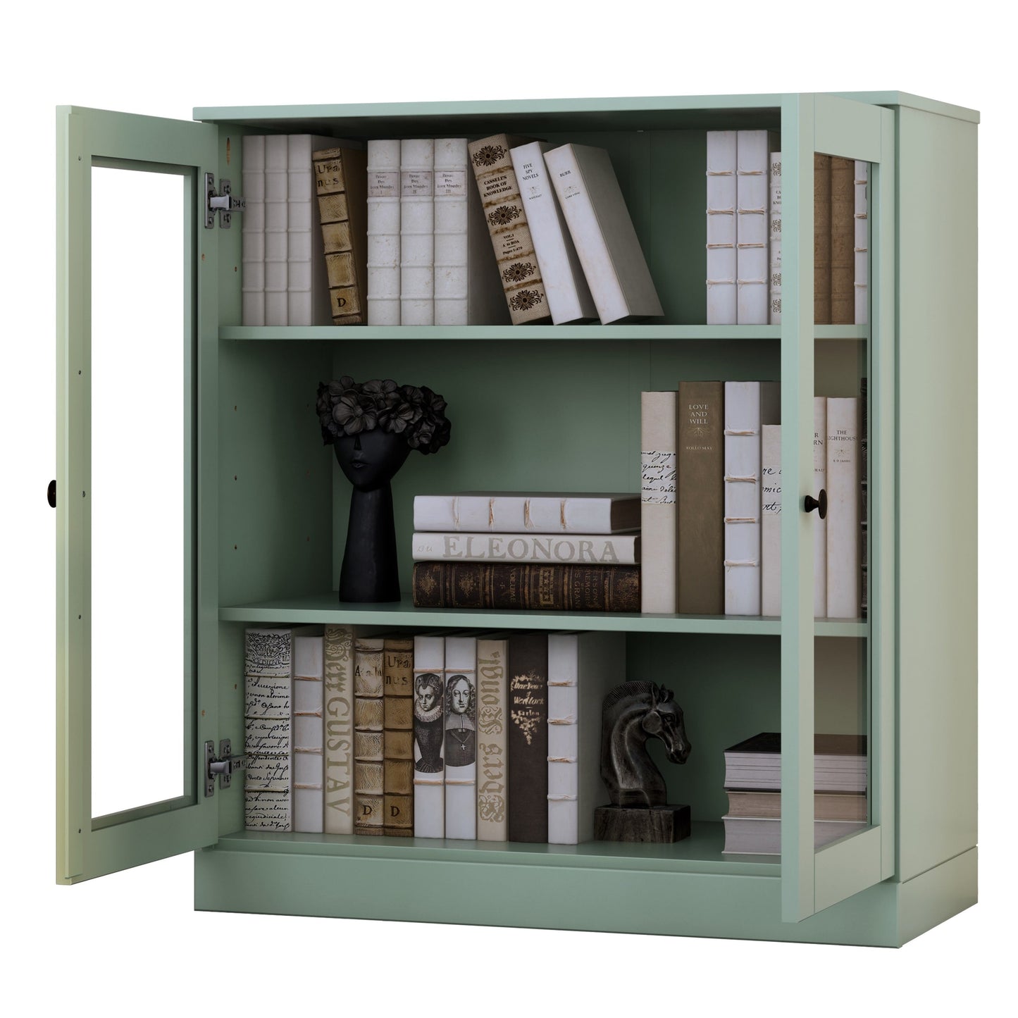 Bücherregal mit 3 Regalböden aus 100 % Massivholz und optionalen Türen von Palace Imports