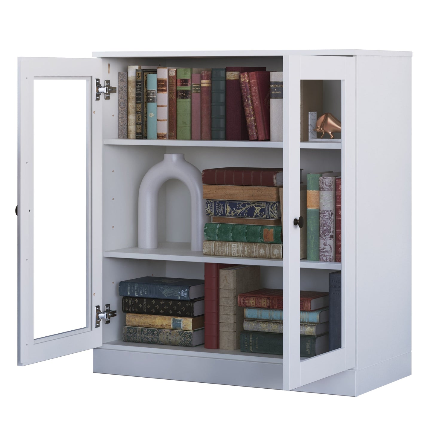 Bücherregal mit 3 Regalböden aus 100 % Massivholz und optionalen Türen von Palace Imports