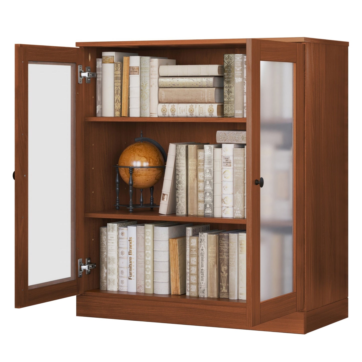 Bücherregal mit 3 Regalböden aus 100 % Massivholz und optionalen Türen von Palace Imports